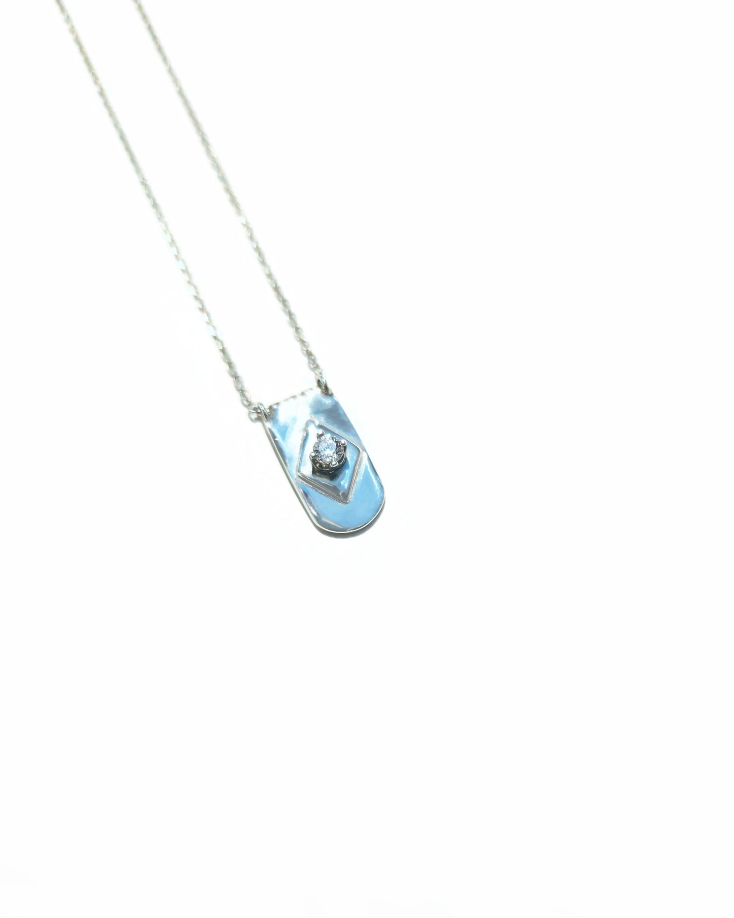 Sterling Silver and Diamond Shield Necklace