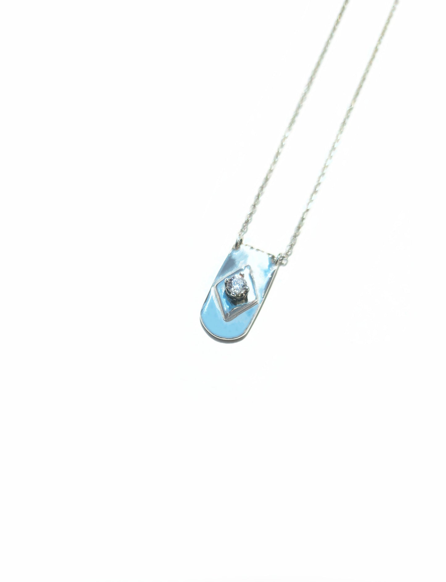 Sterling Silver and Diamond Shield Necklace