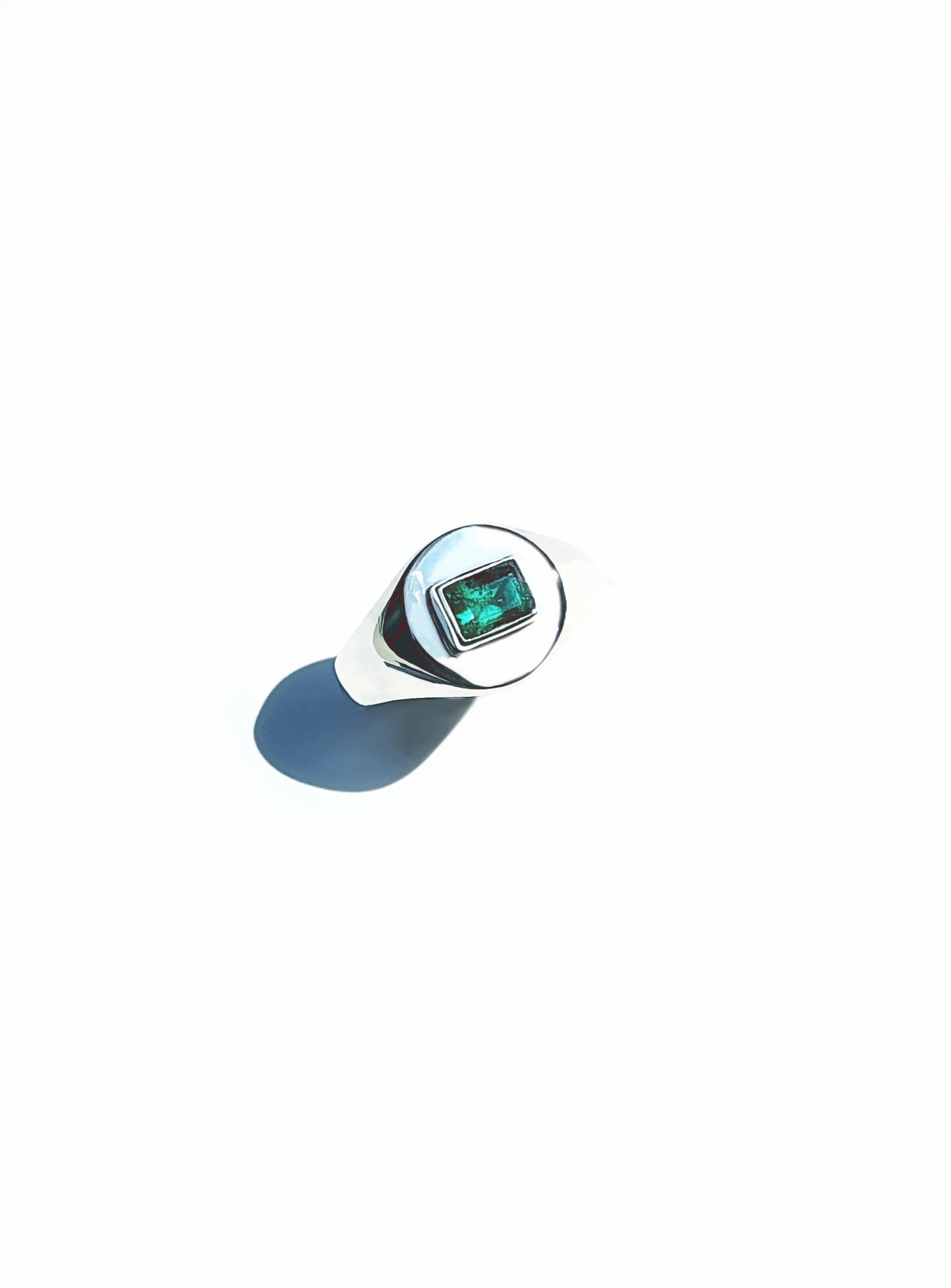 Emerald Cut Emerald Signet Ring