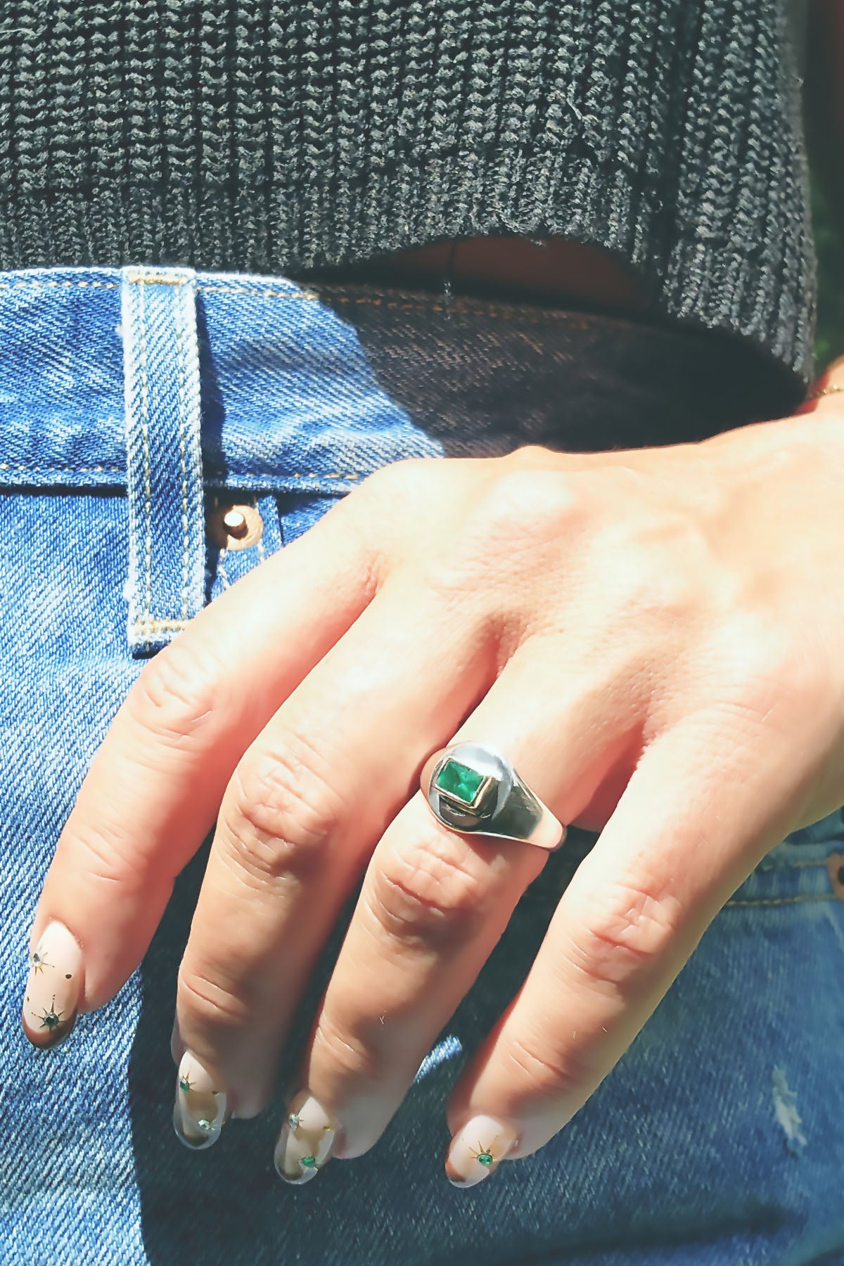 Emerald Cut Emerald Signet Ring