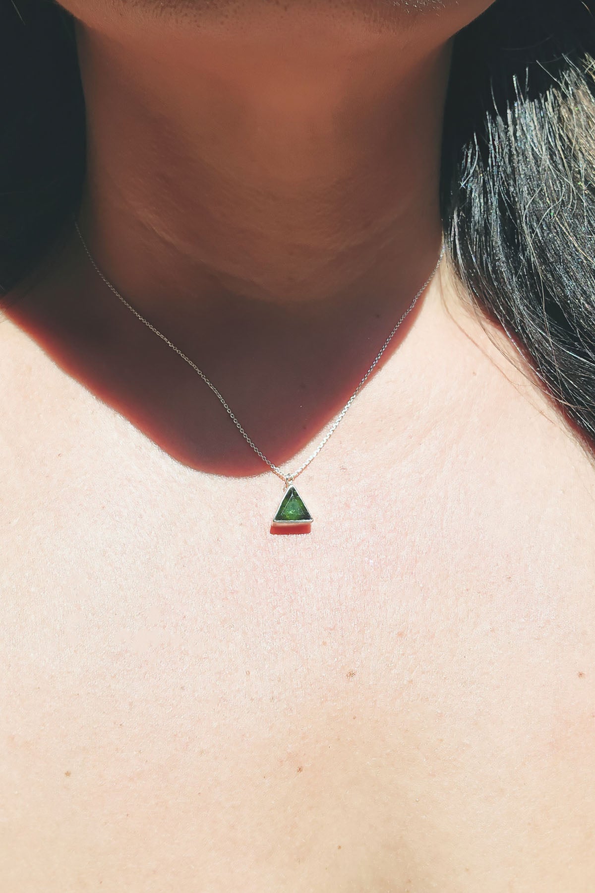 Triangle Cut Green Tourmaline Necklace