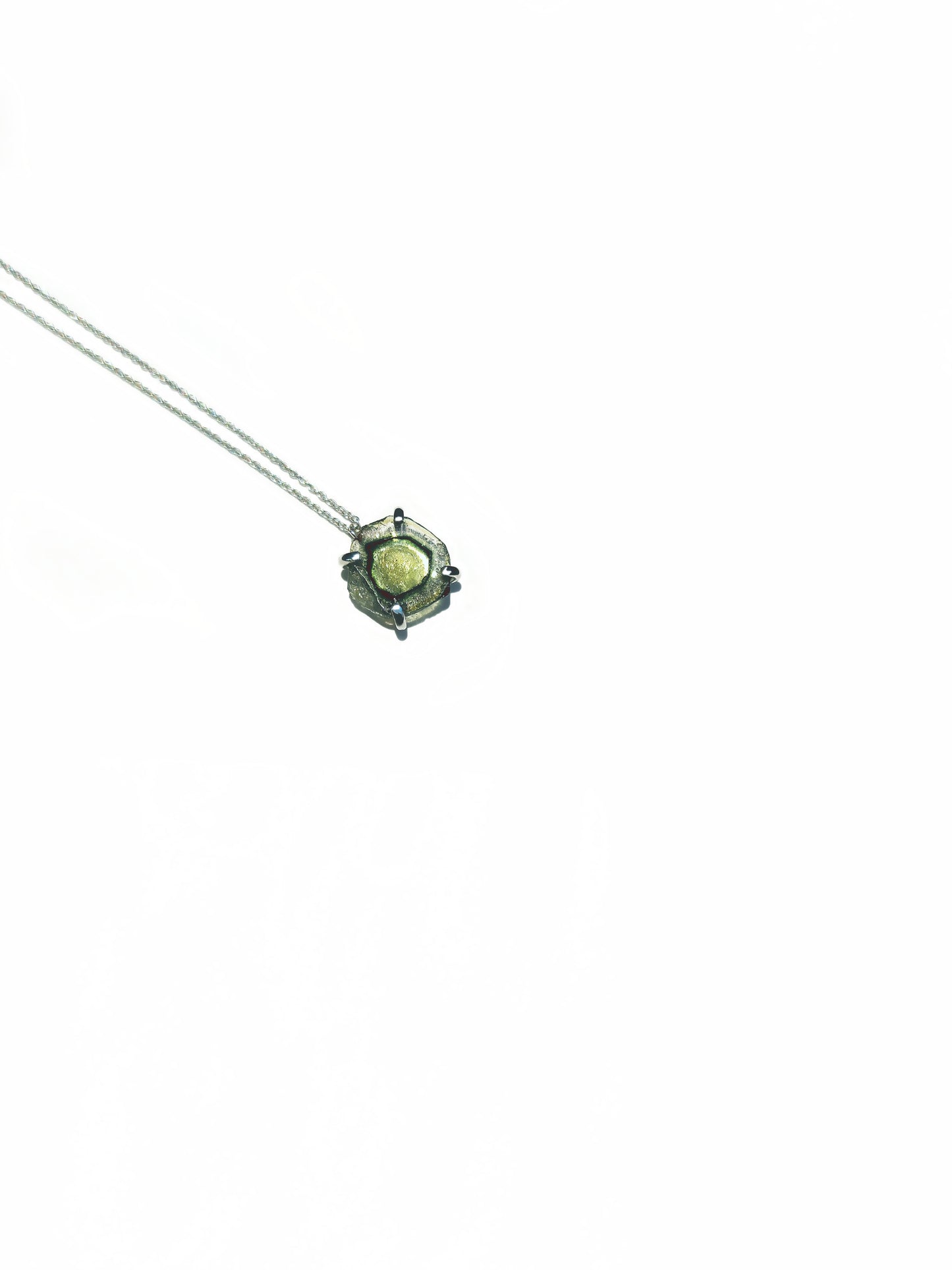 Freeform Green Tourmaline Slice Necklace