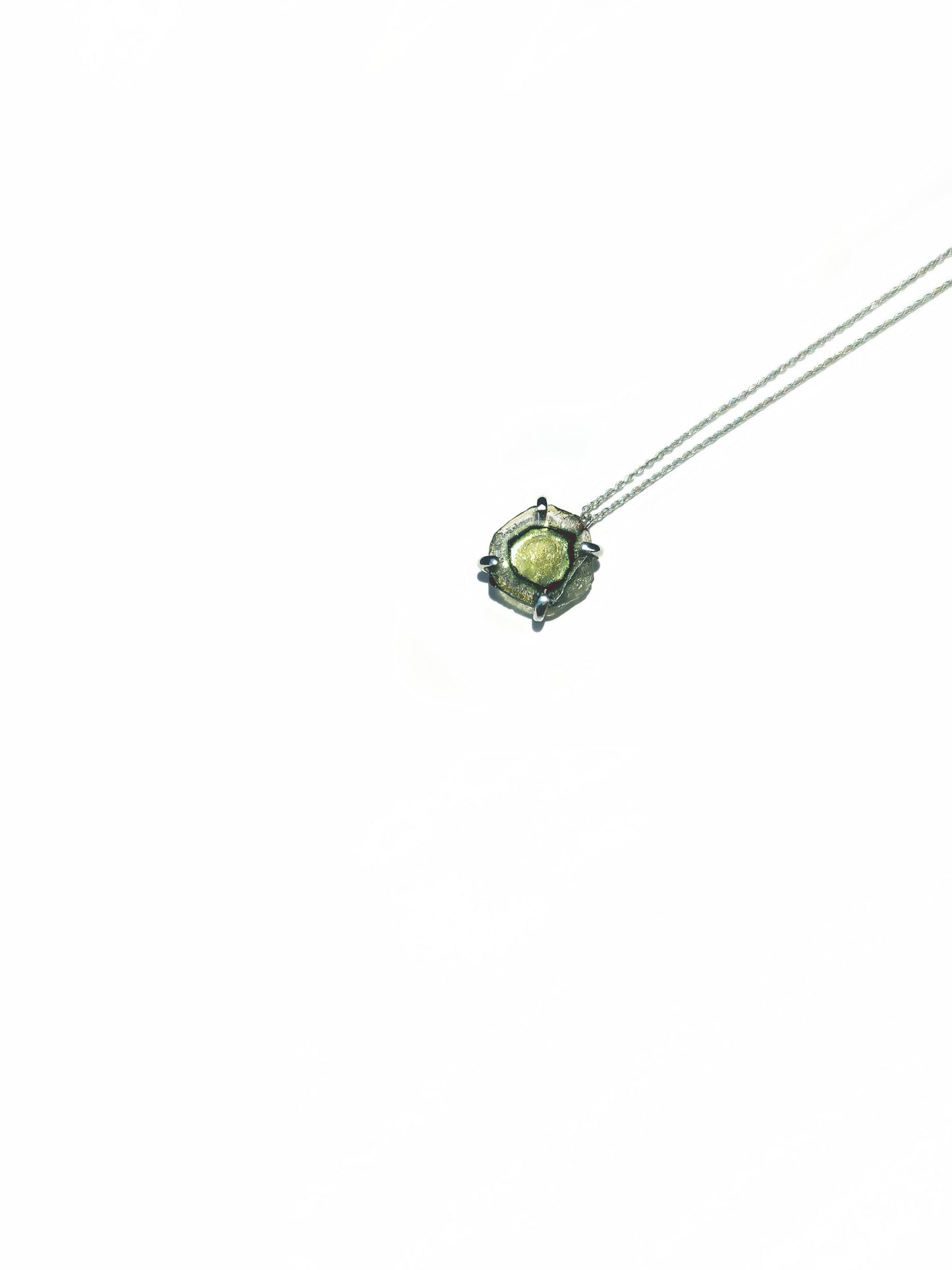 Freeform Green Tourmaline Slice Necklace