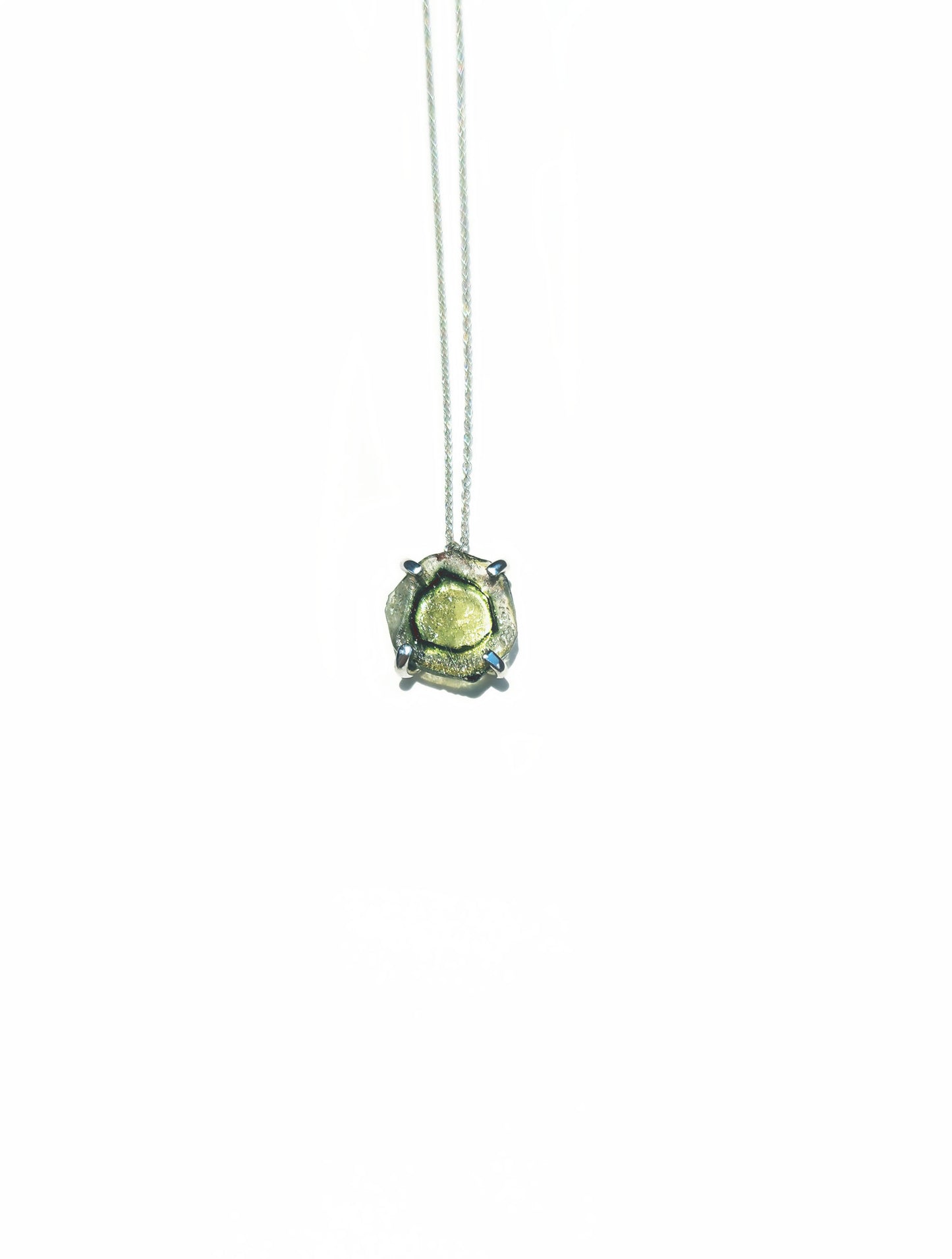Freeform Green Tourmaline Slice Necklace