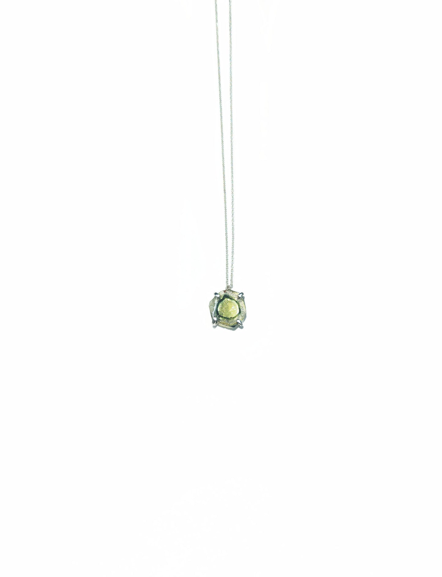 Freeform Green Tourmaline Slice Necklace