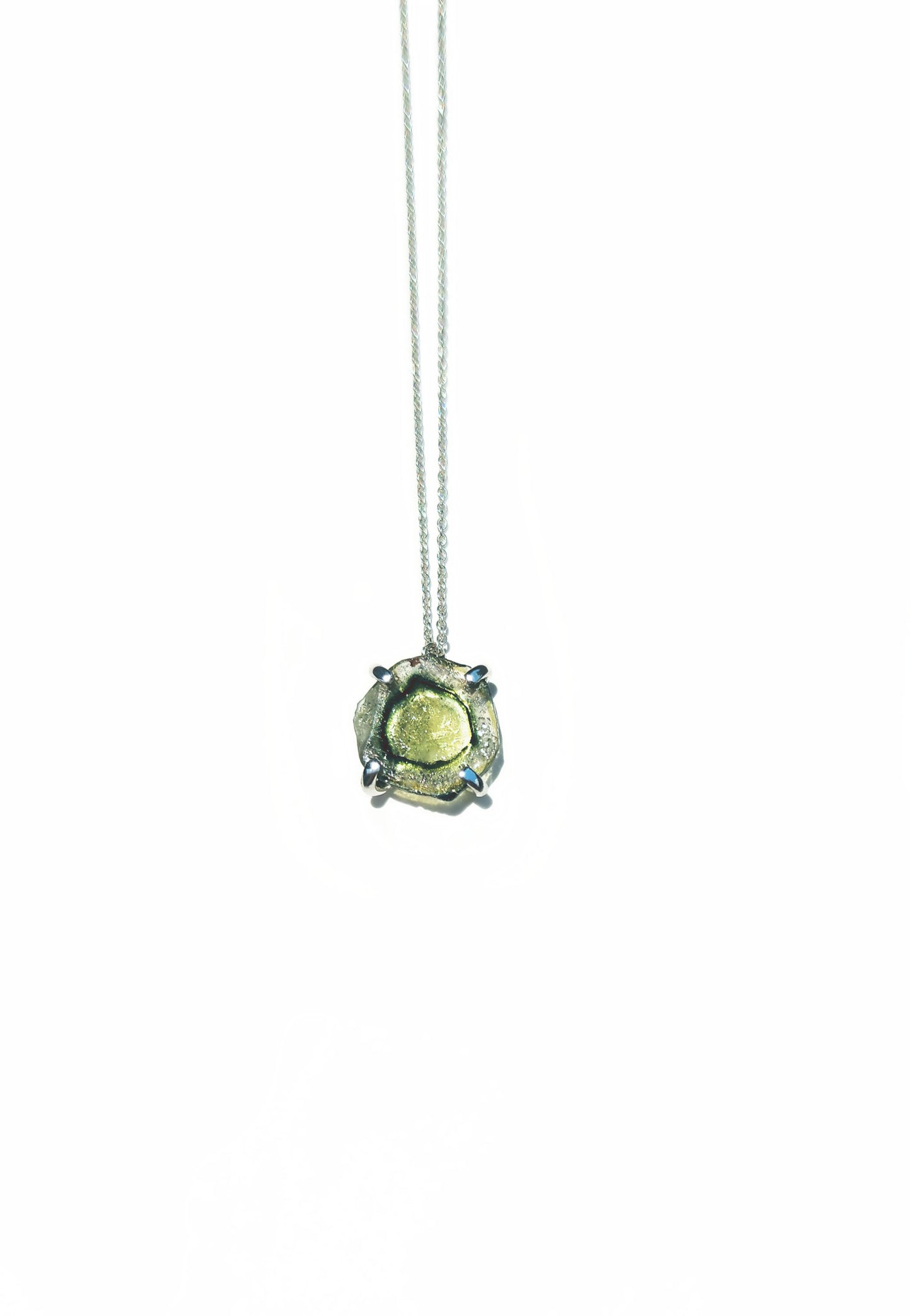 Freeform Green Tourmaline Slice Necklace