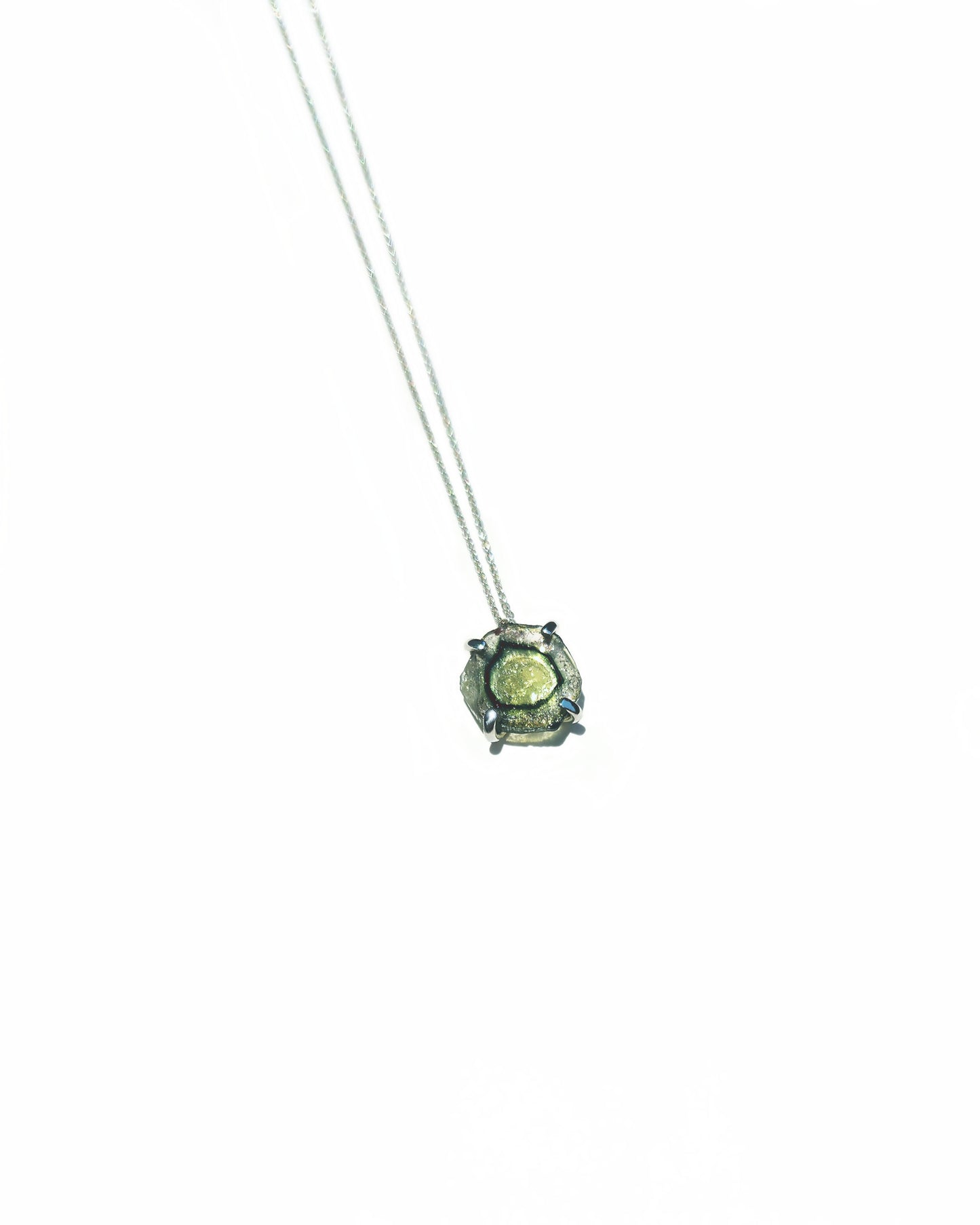 Freeform Green Tourmaline Slice Necklace