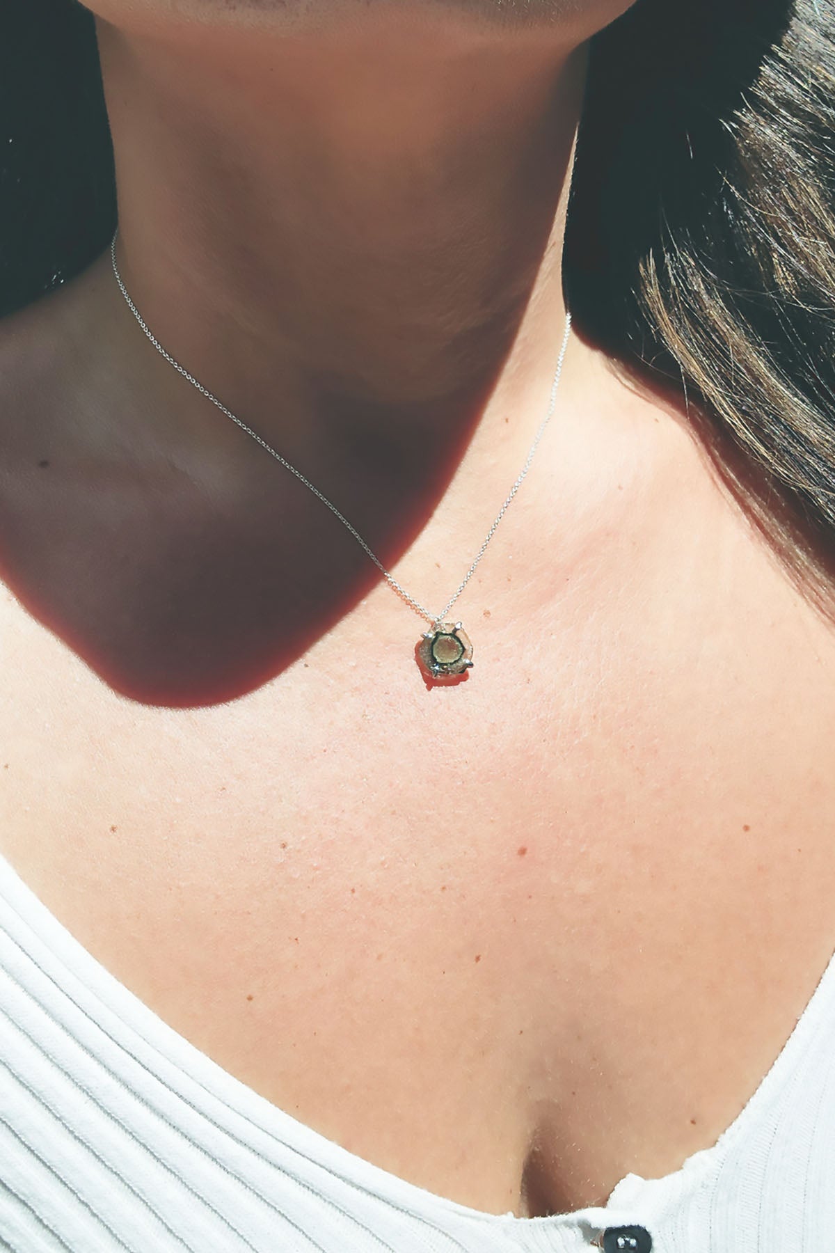Freeform Green Tourmaline Slice Necklace