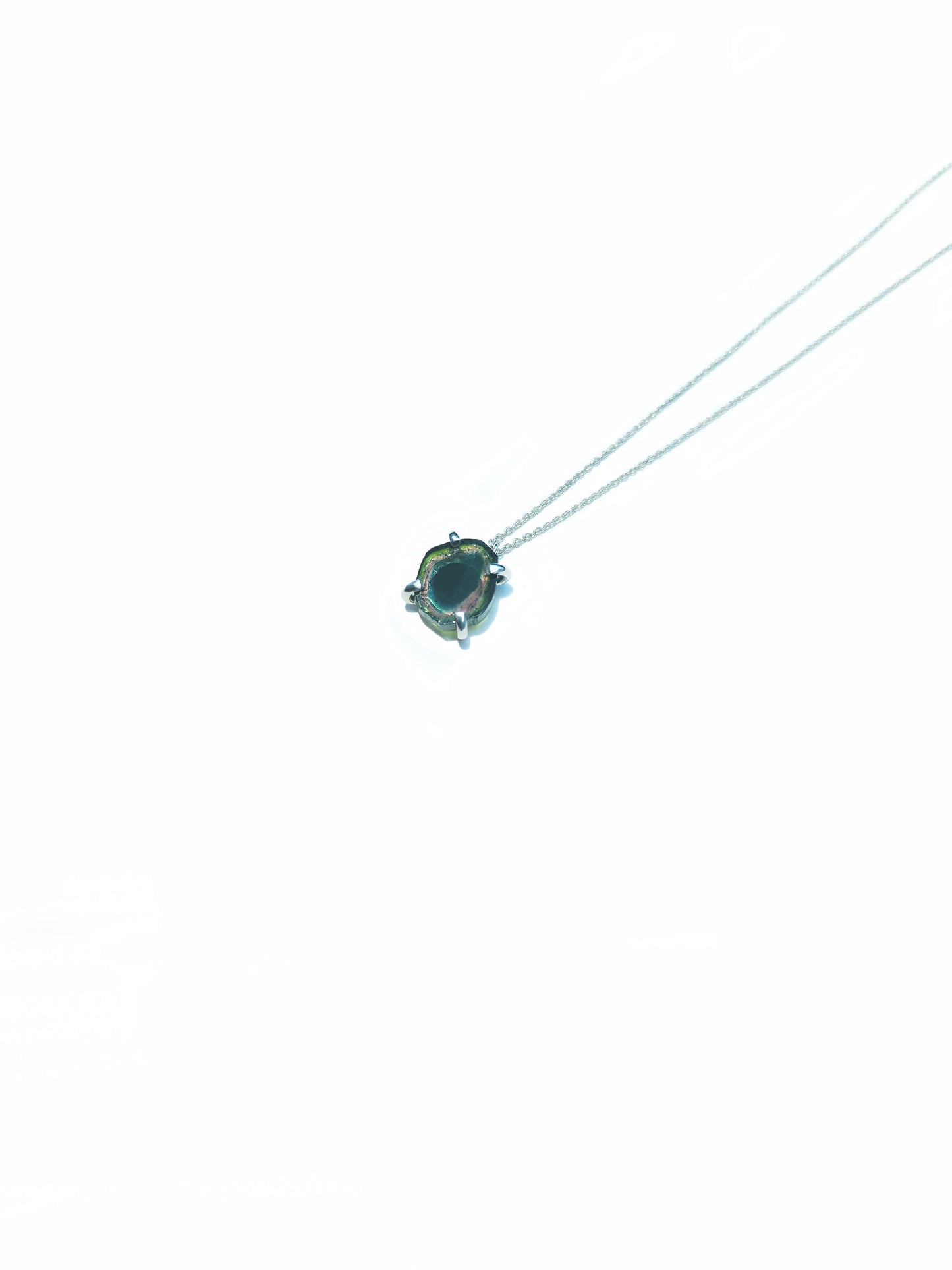 Freeform Watermelon Tourmaline Slice Necklace