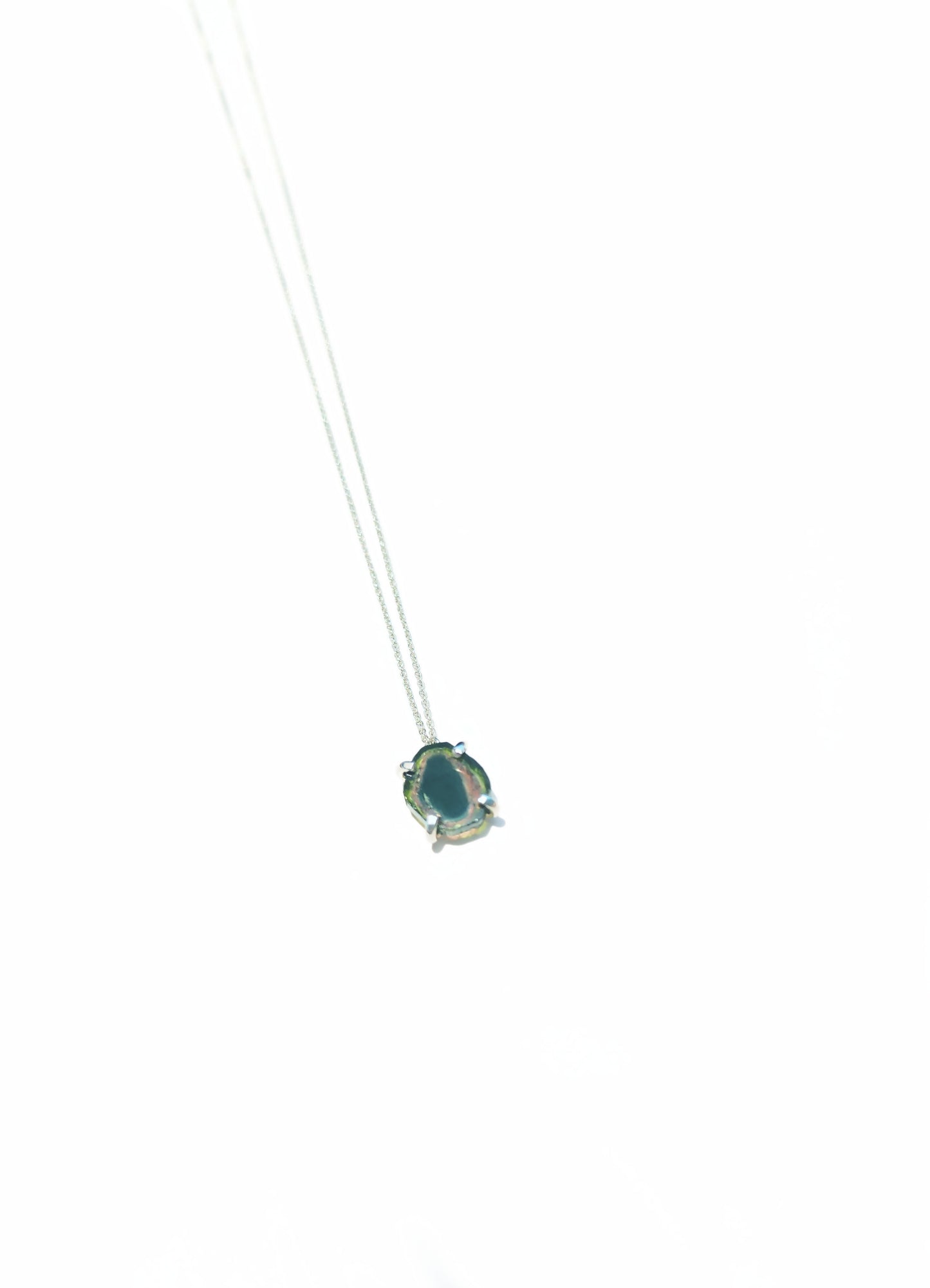 Freeform Watermelon Tourmaline Slice Necklace