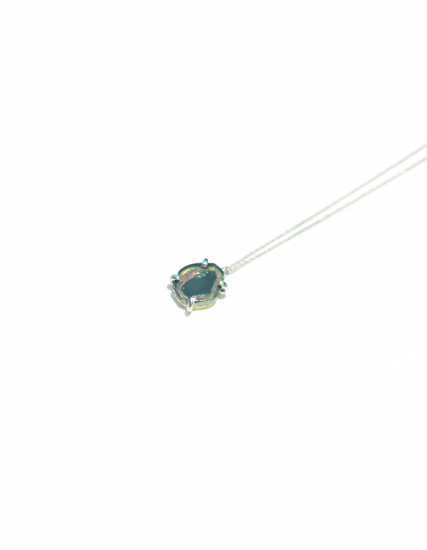 Freeform Watermelon Tourmaline Slice Necklace