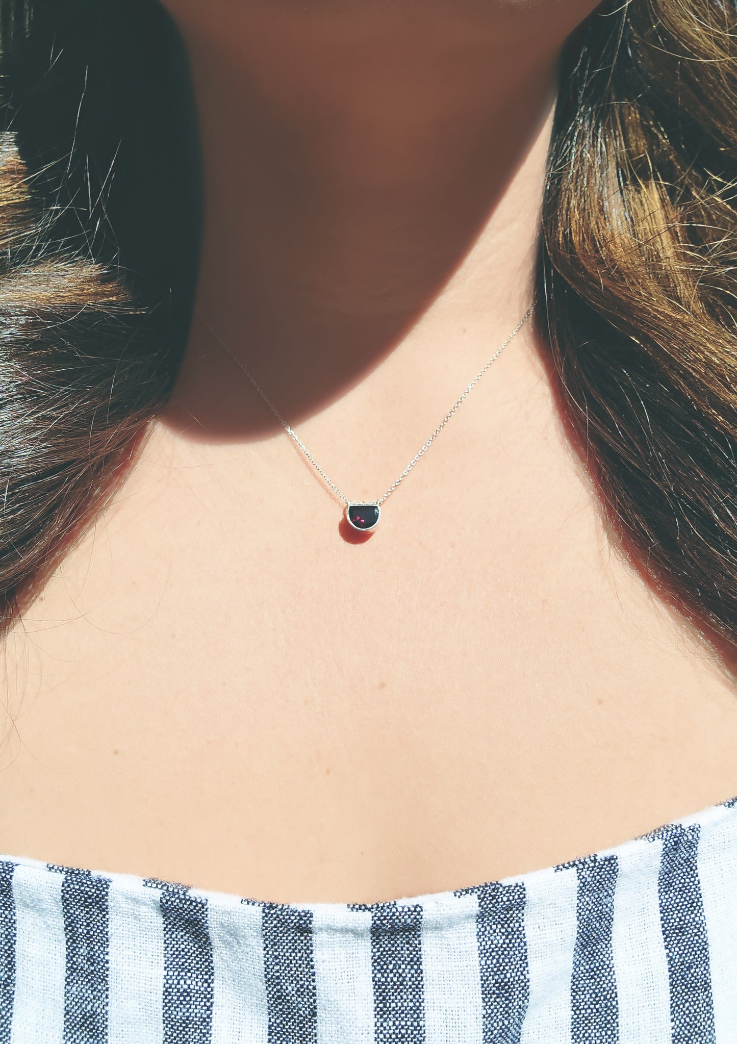 Half-Moon Garnet Necklace