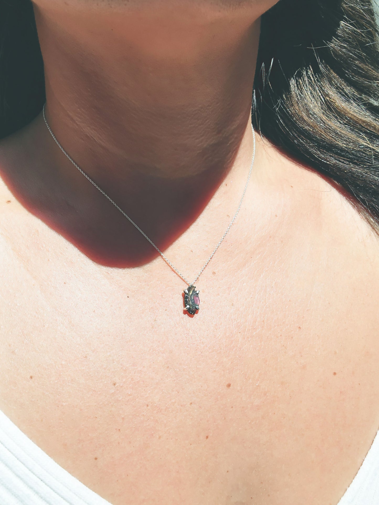 Watermelon Slice Tourmaline Necklace