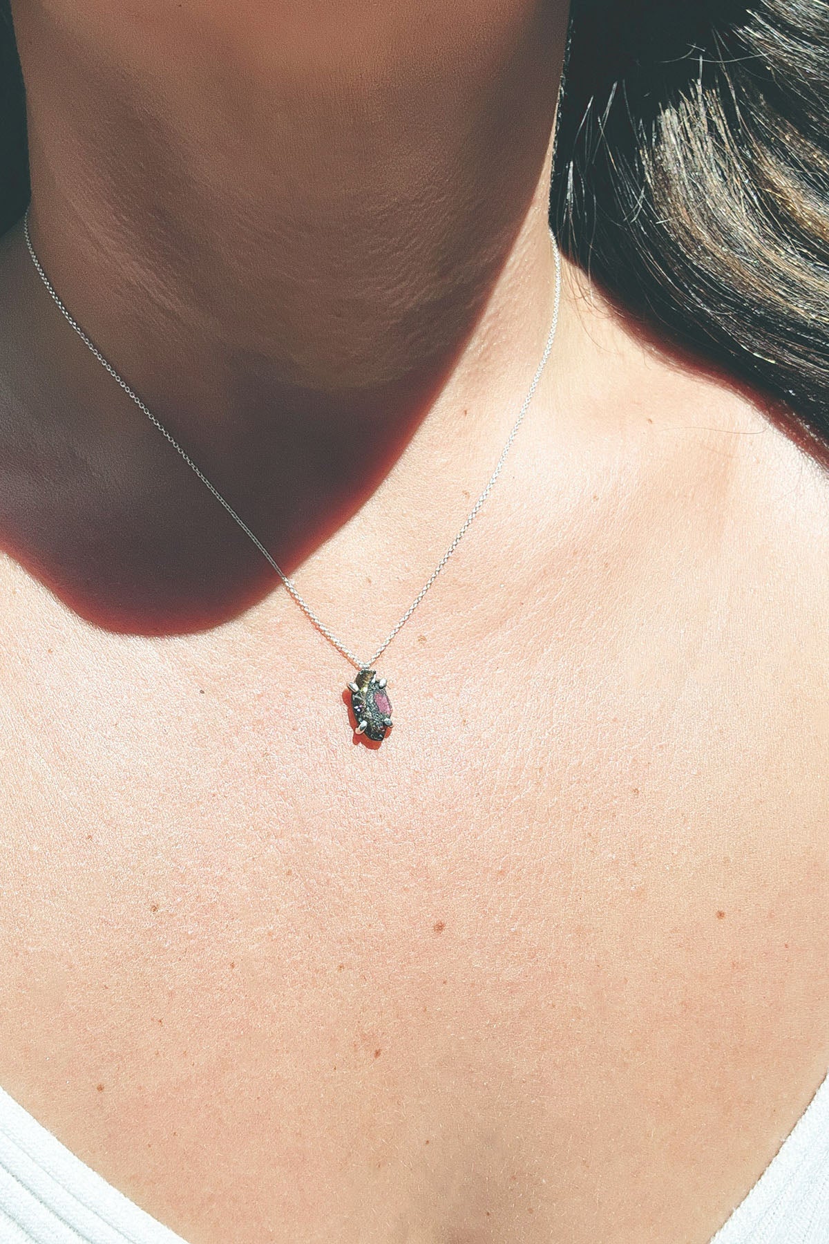 Watermelon Slice Tourmaline Necklace