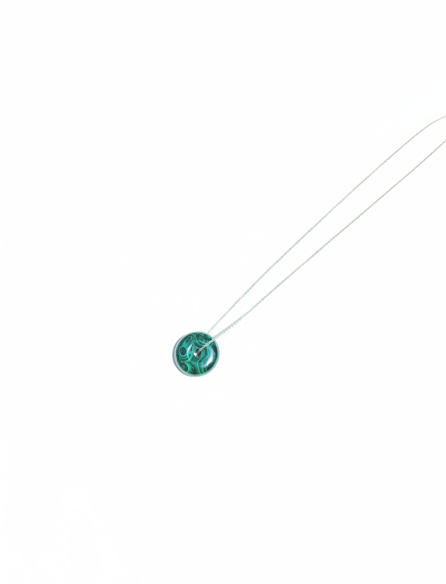 Malachite Donut Necklace With Sterling Silver Chain