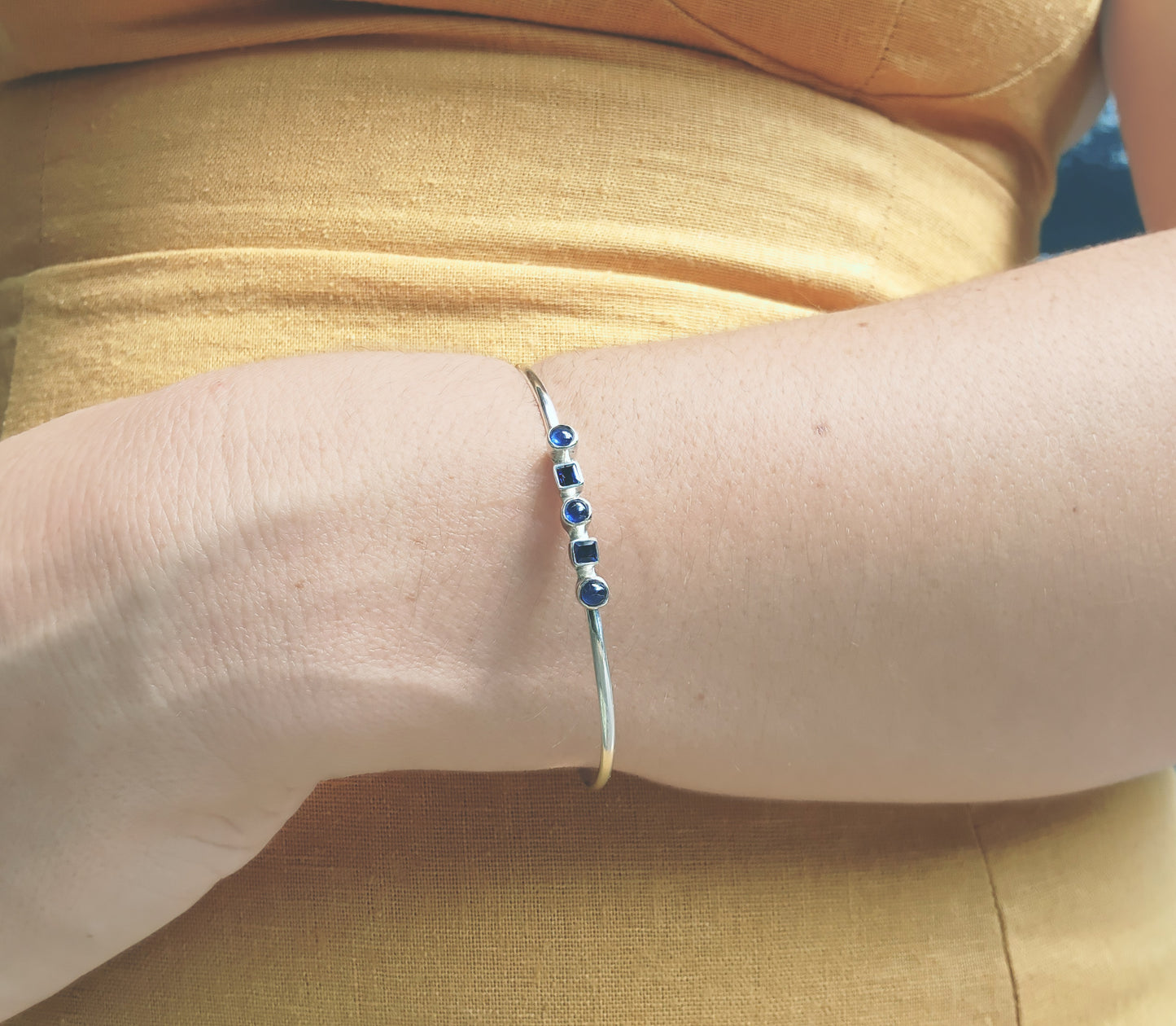 Mixed Shape Sapphire Cuff Bracelet