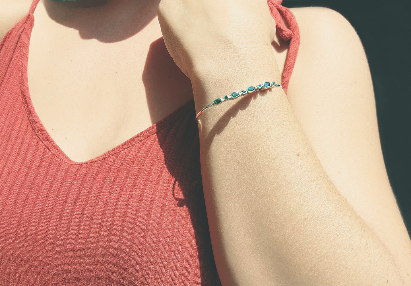 Mixed Shape Emerald Cuff Bracelet