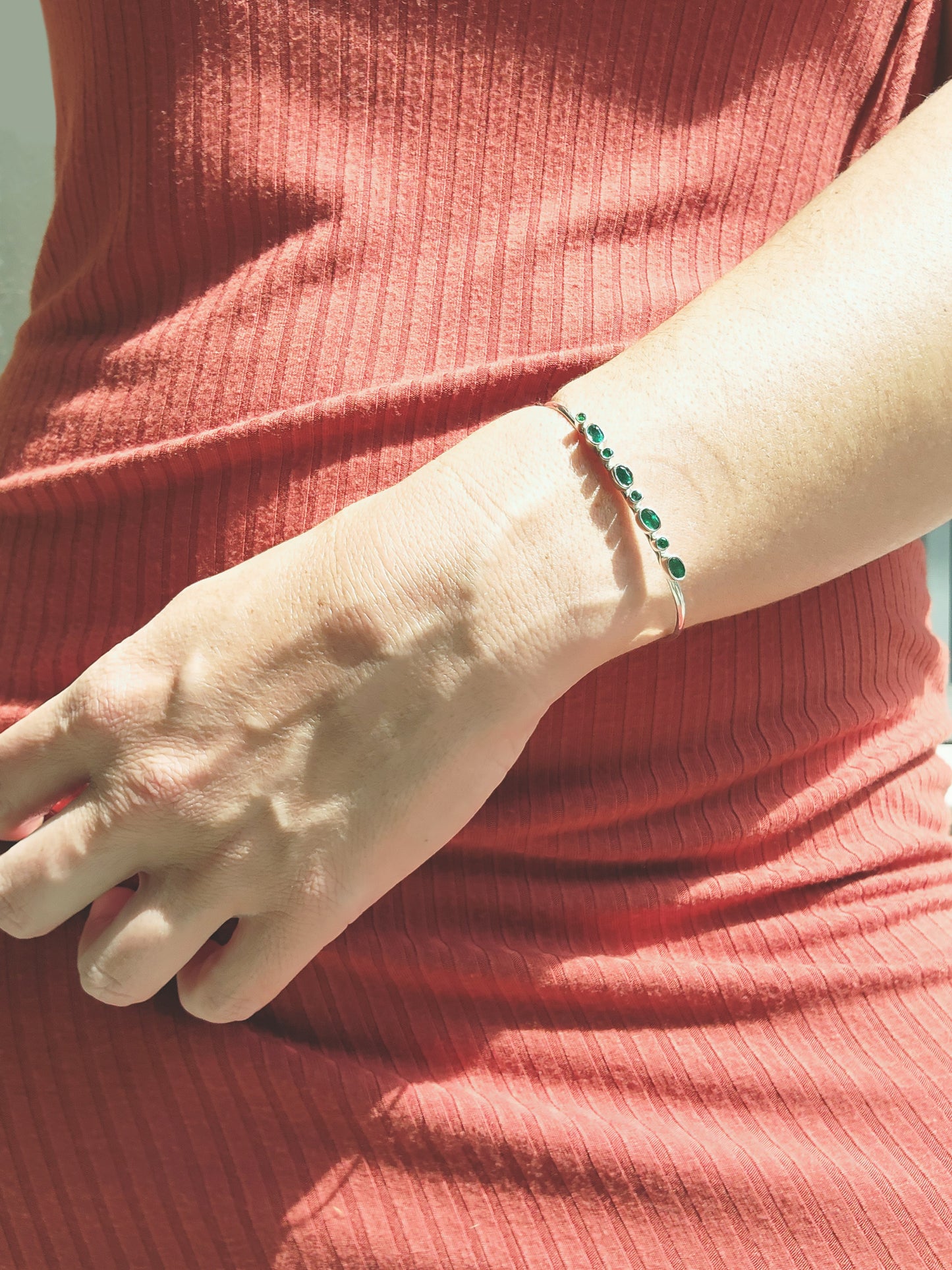 Mixed Shape Emerald Cuff Bracelet