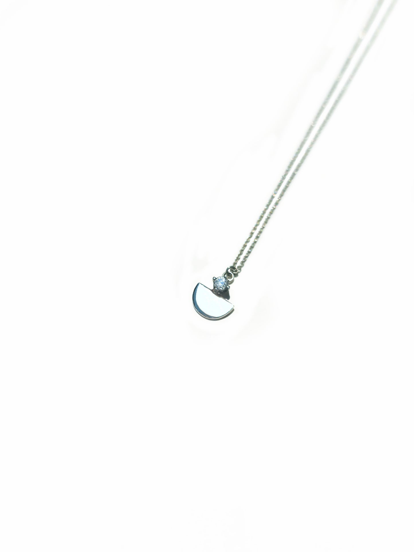 Sterling Silver Diamond Fan Necklace
