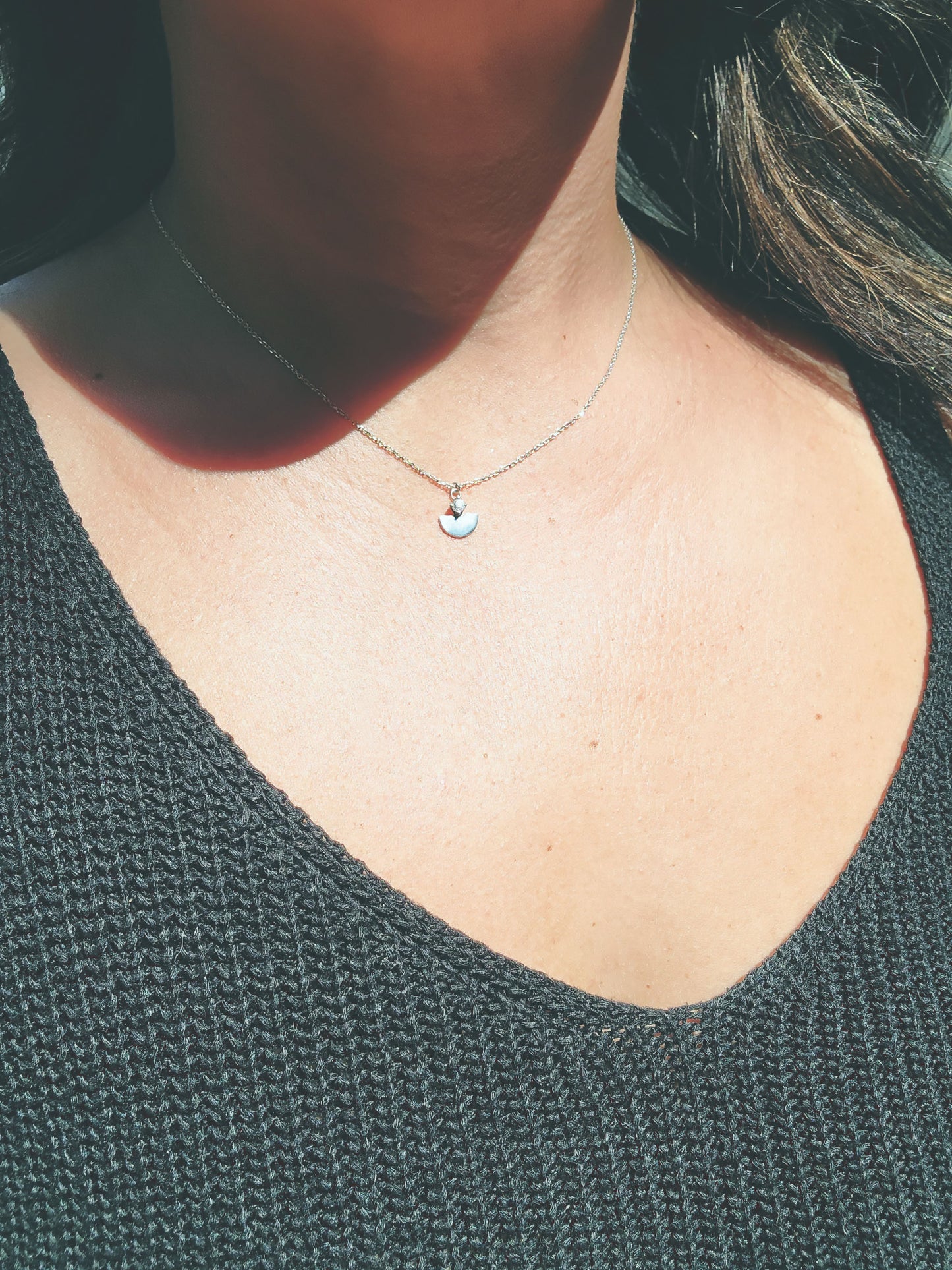 Sterling Silver Diamond Fan Necklace