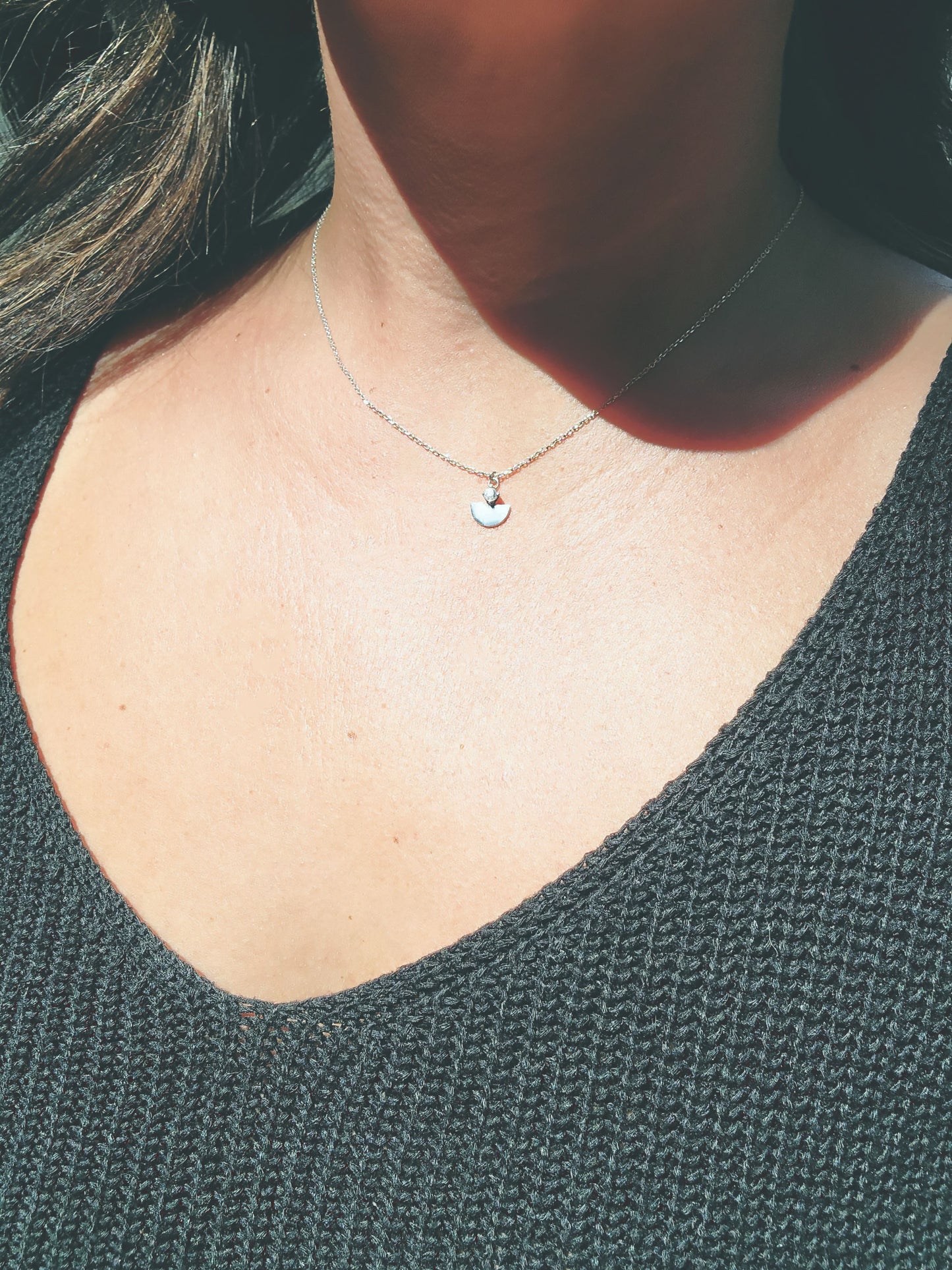 Sterling Silver Diamond Fan Necklace