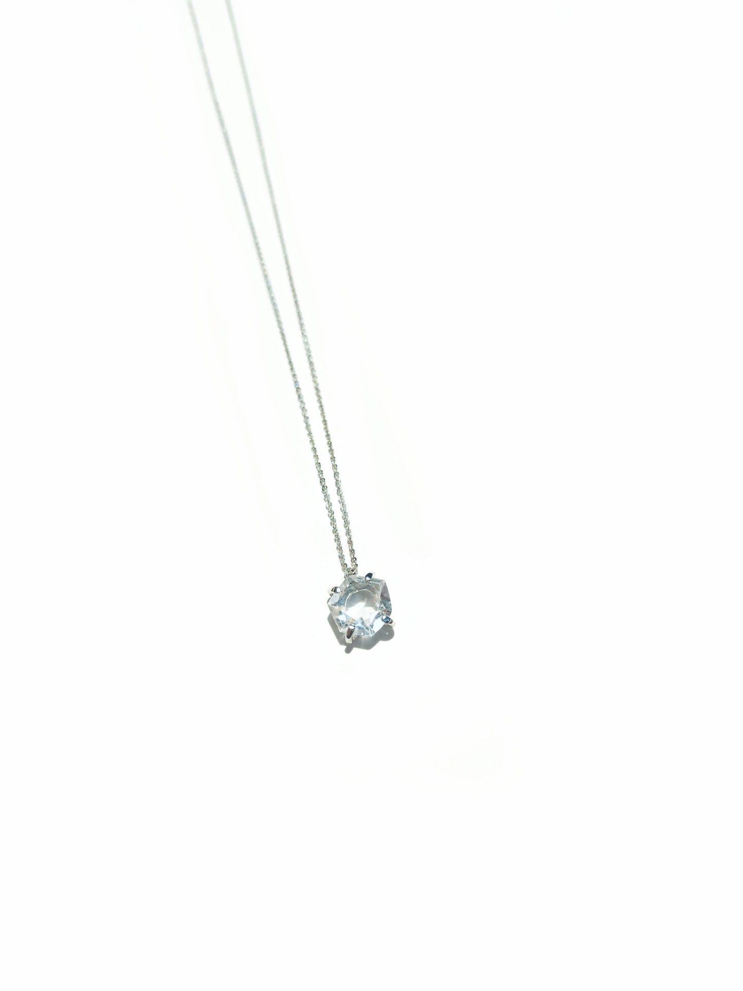 Hexagonal Cut Faceted Quartz Necklace