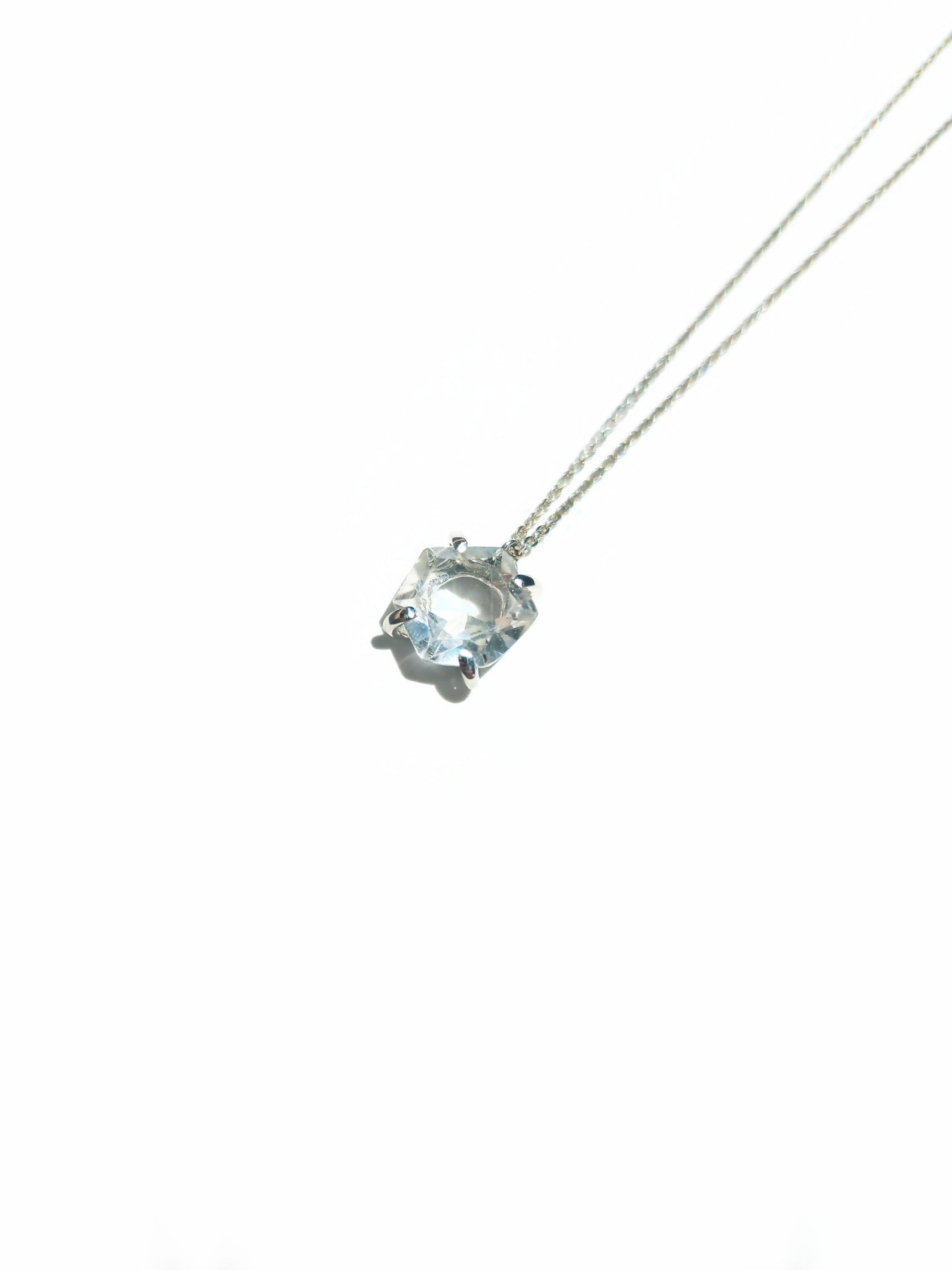 Hexagonal Cut Faceted Quartz Necklace