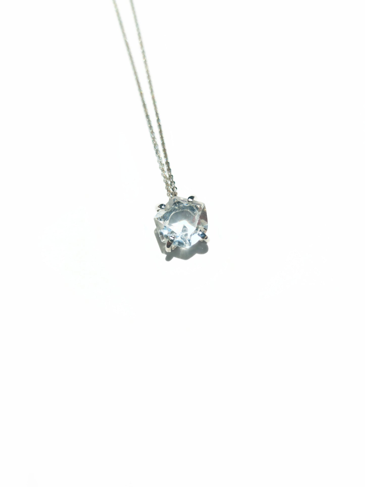 Hexagonal Cut Faceted Quartz Necklace