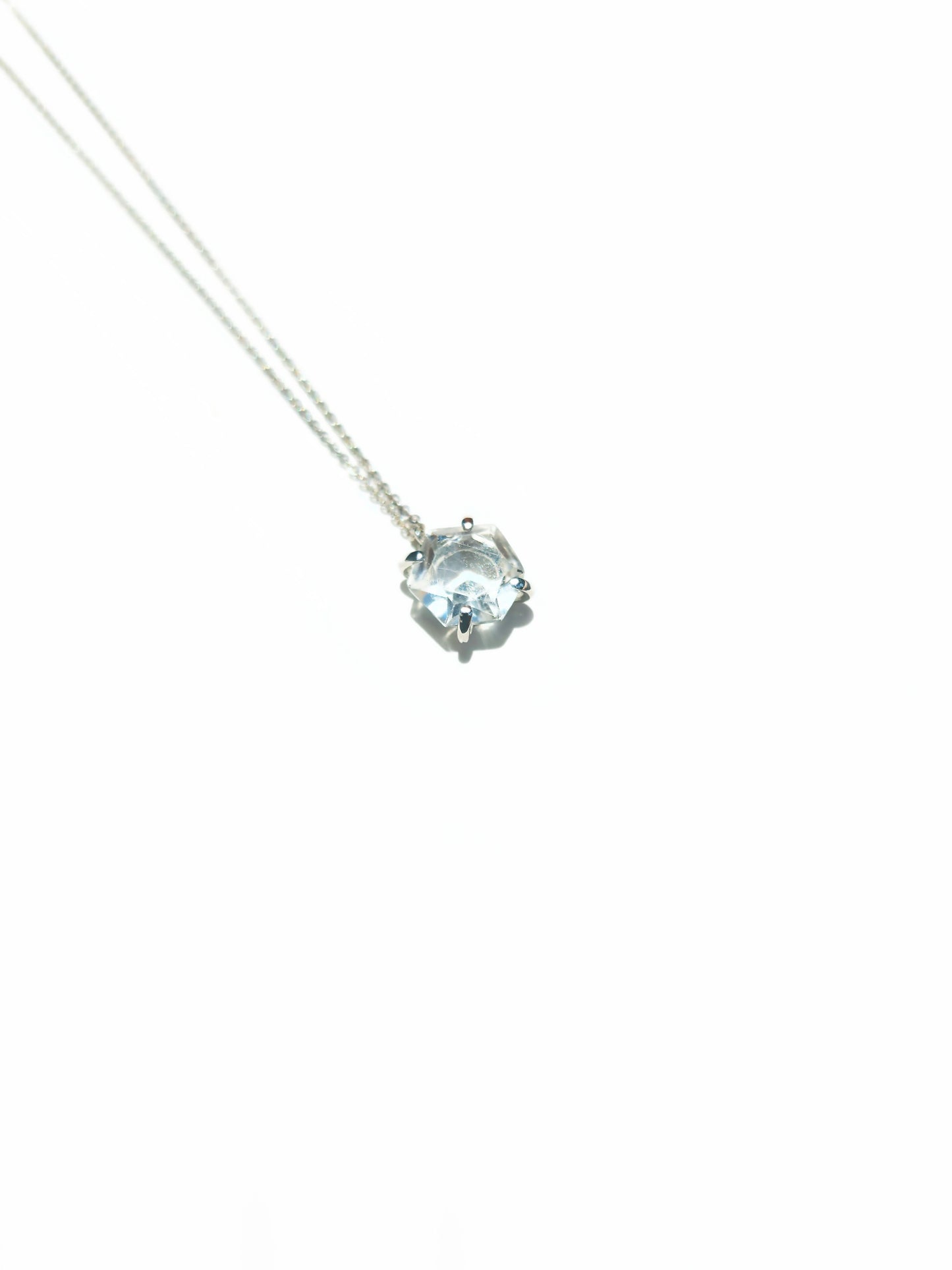 Hexagonal Cut Faceted Quartz Necklace