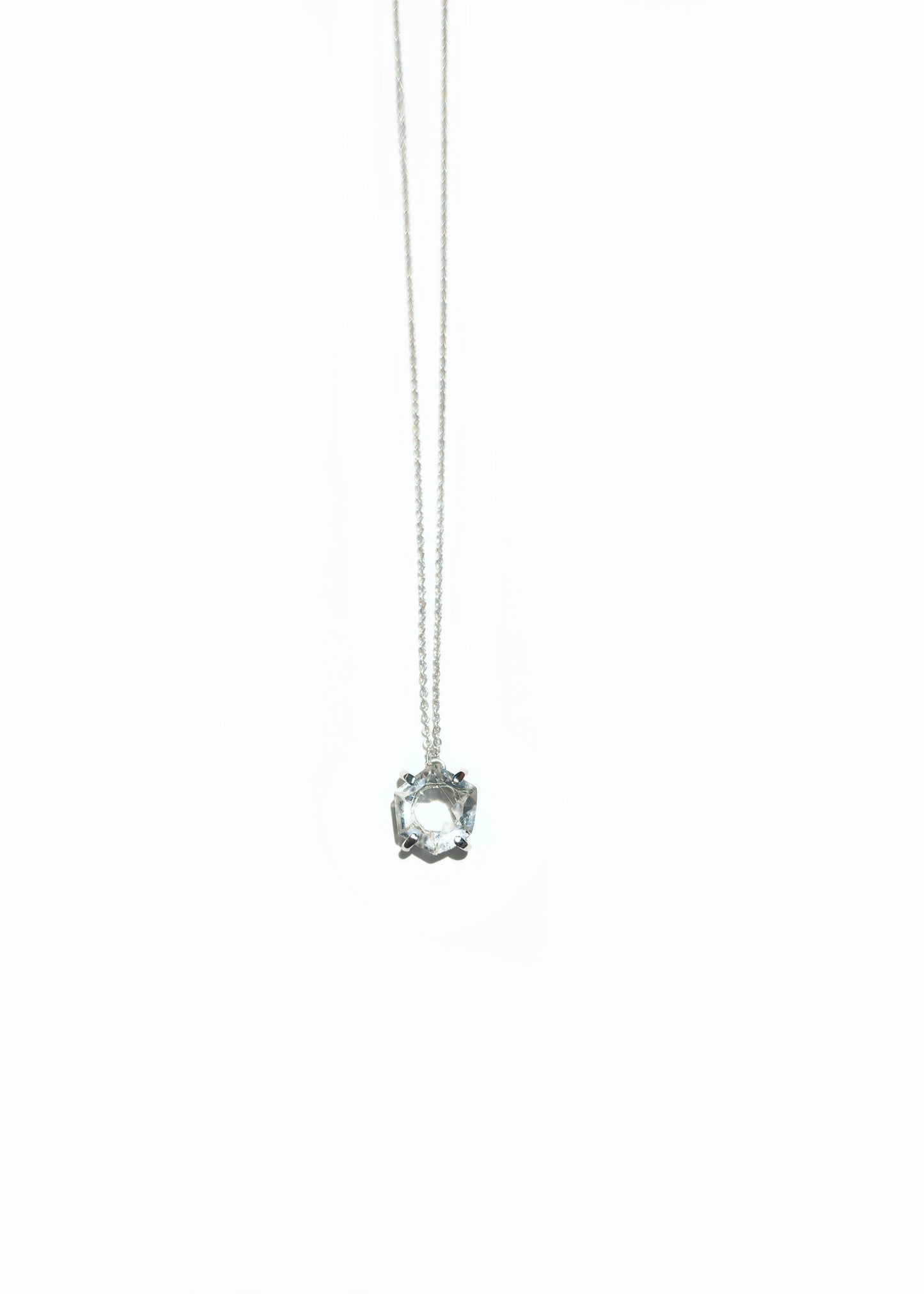 Hexagonal Cut Faceted Quartz Necklace
