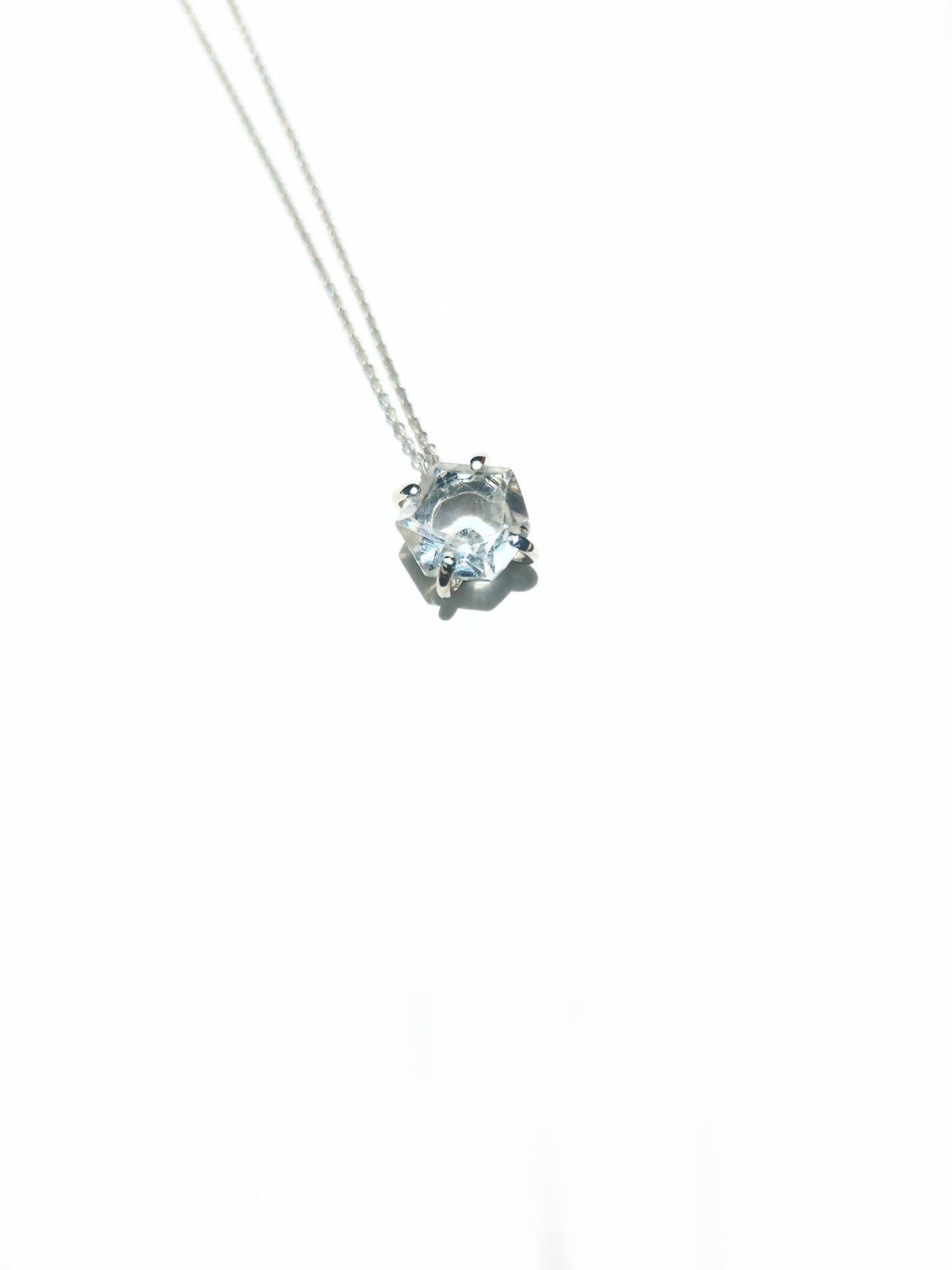 Hexagonal Cut Faceted Quartz Necklace