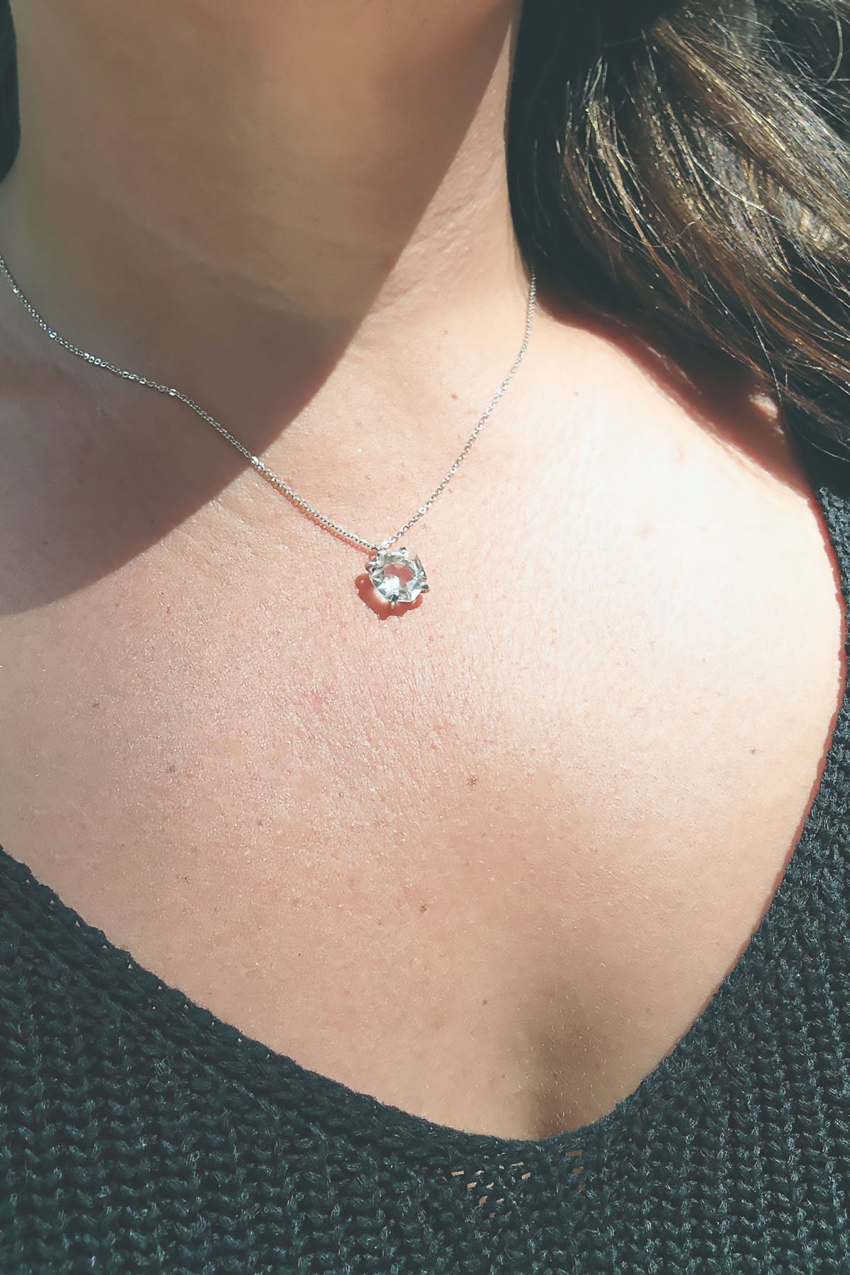 Hexagonal Cut Faceted Quartz Necklace