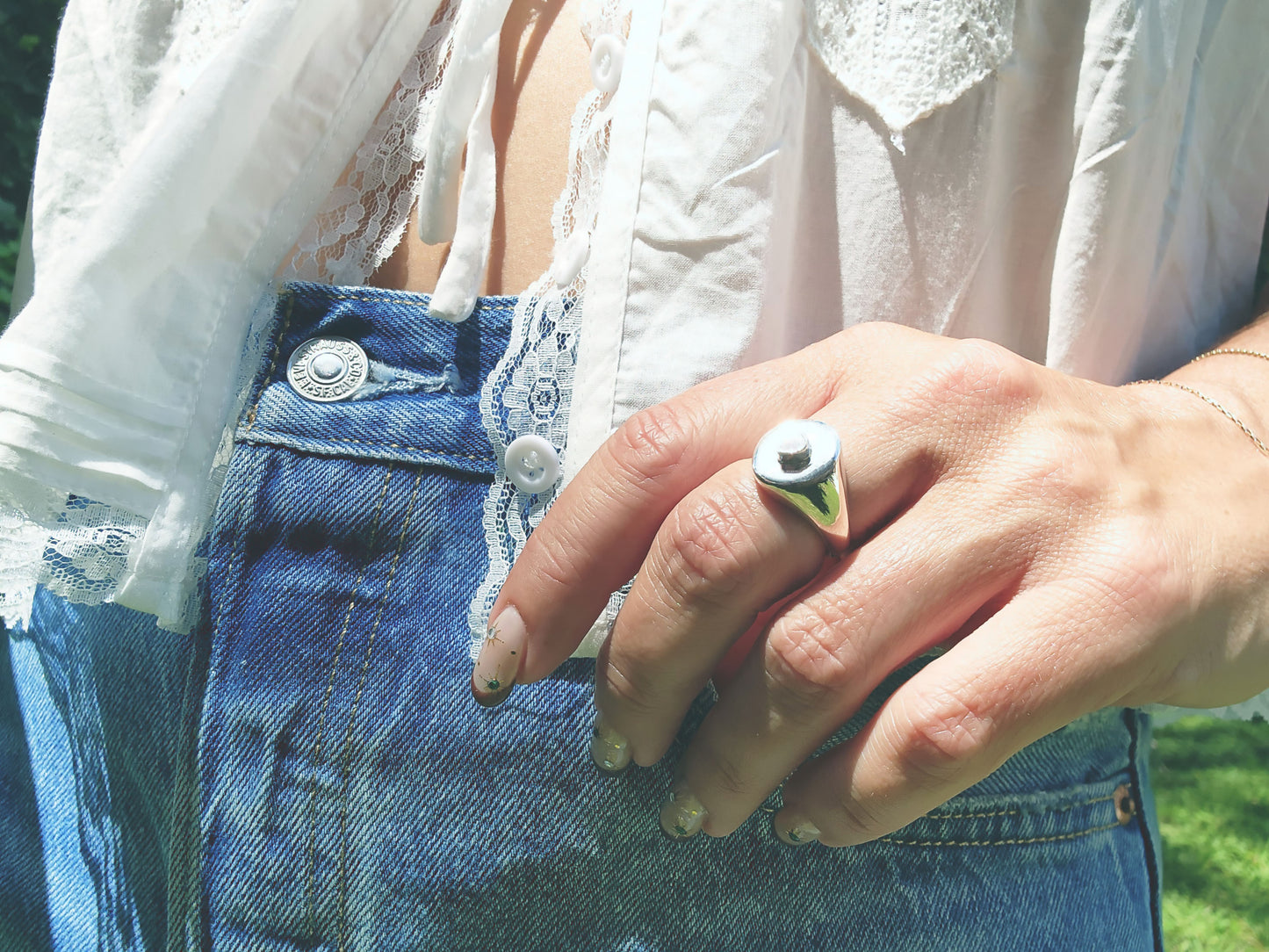 Pear Cut Diamond Signet Ring