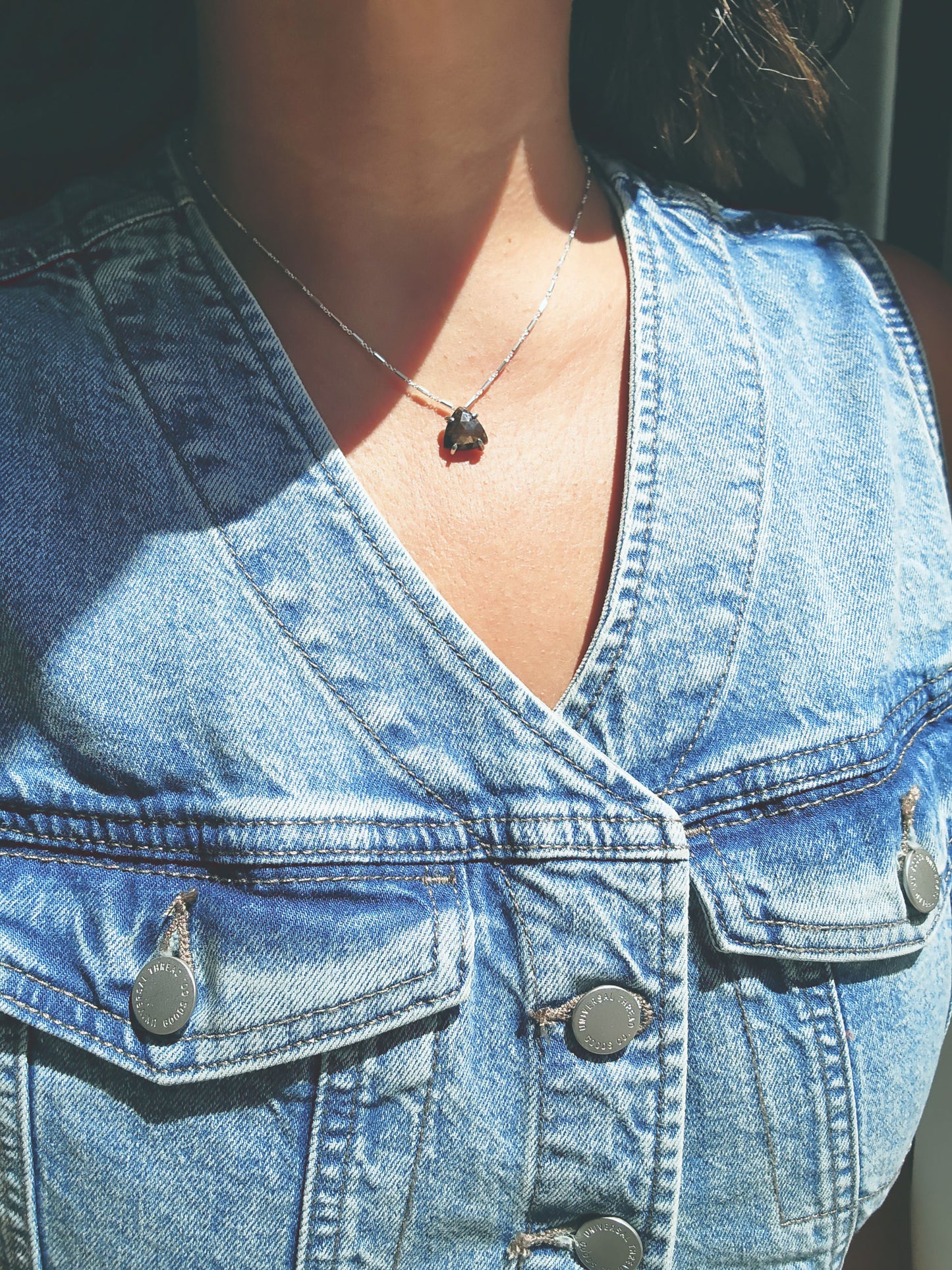 Triangle Rose Cut Sapphire Necklace