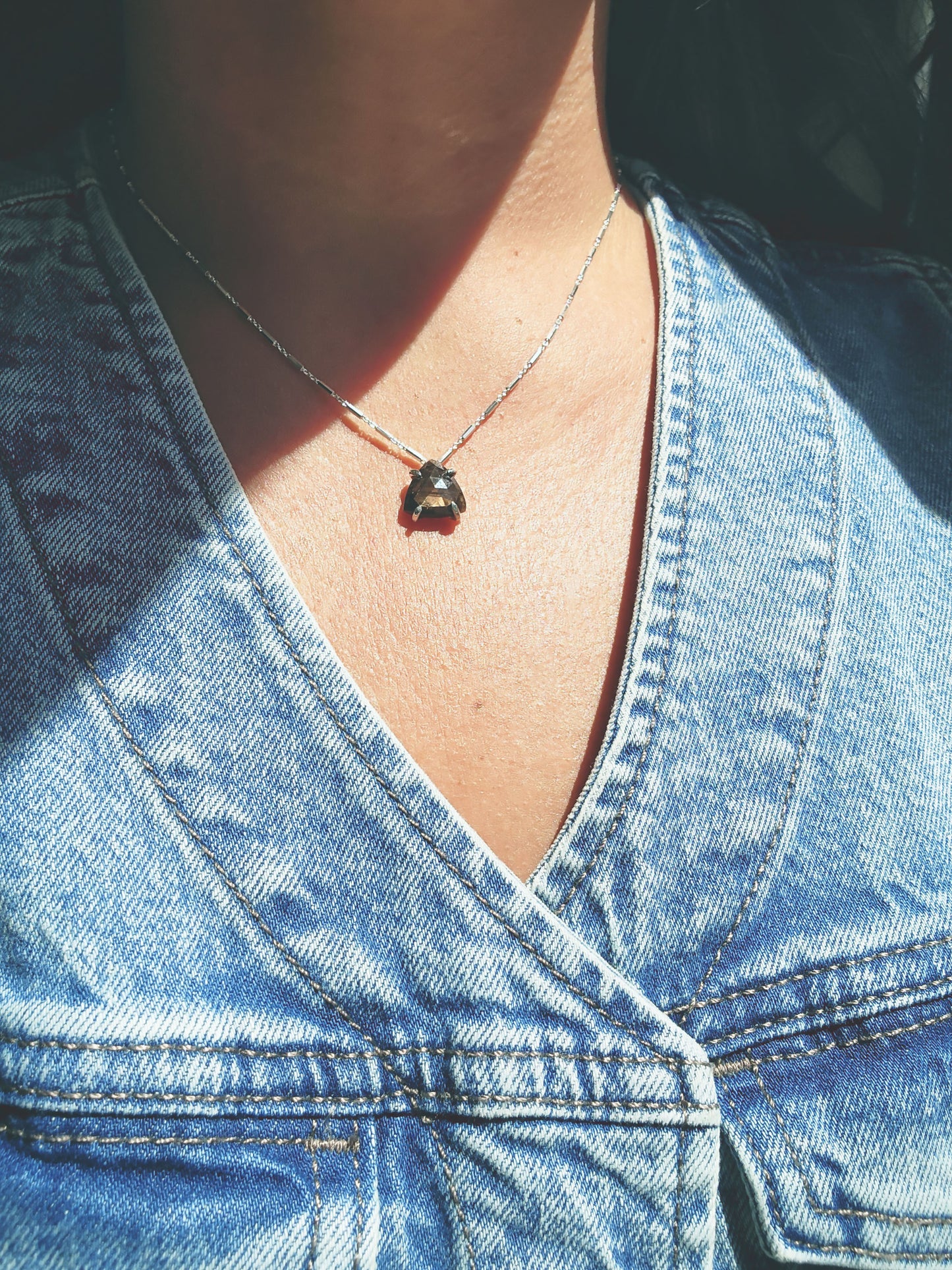 Triangle Rose Cut Sapphire Necklace