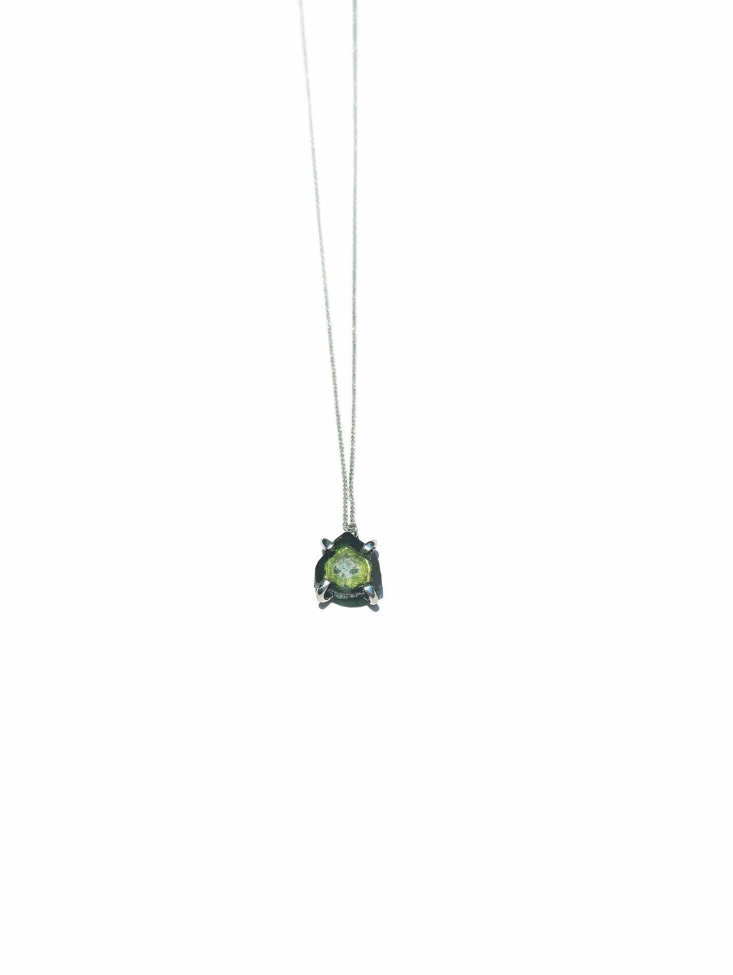 Triangular Green Tourmaline Slice Necklace