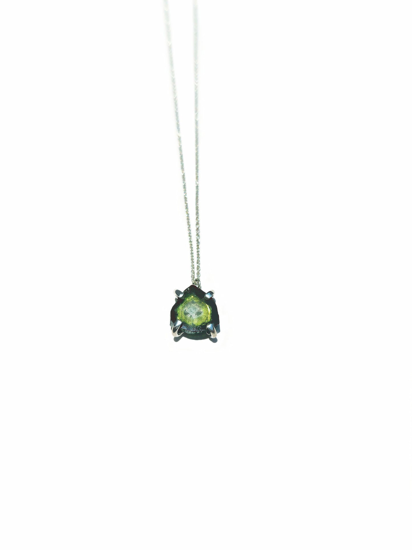 Triangular Green Tourmaline Slice Necklace