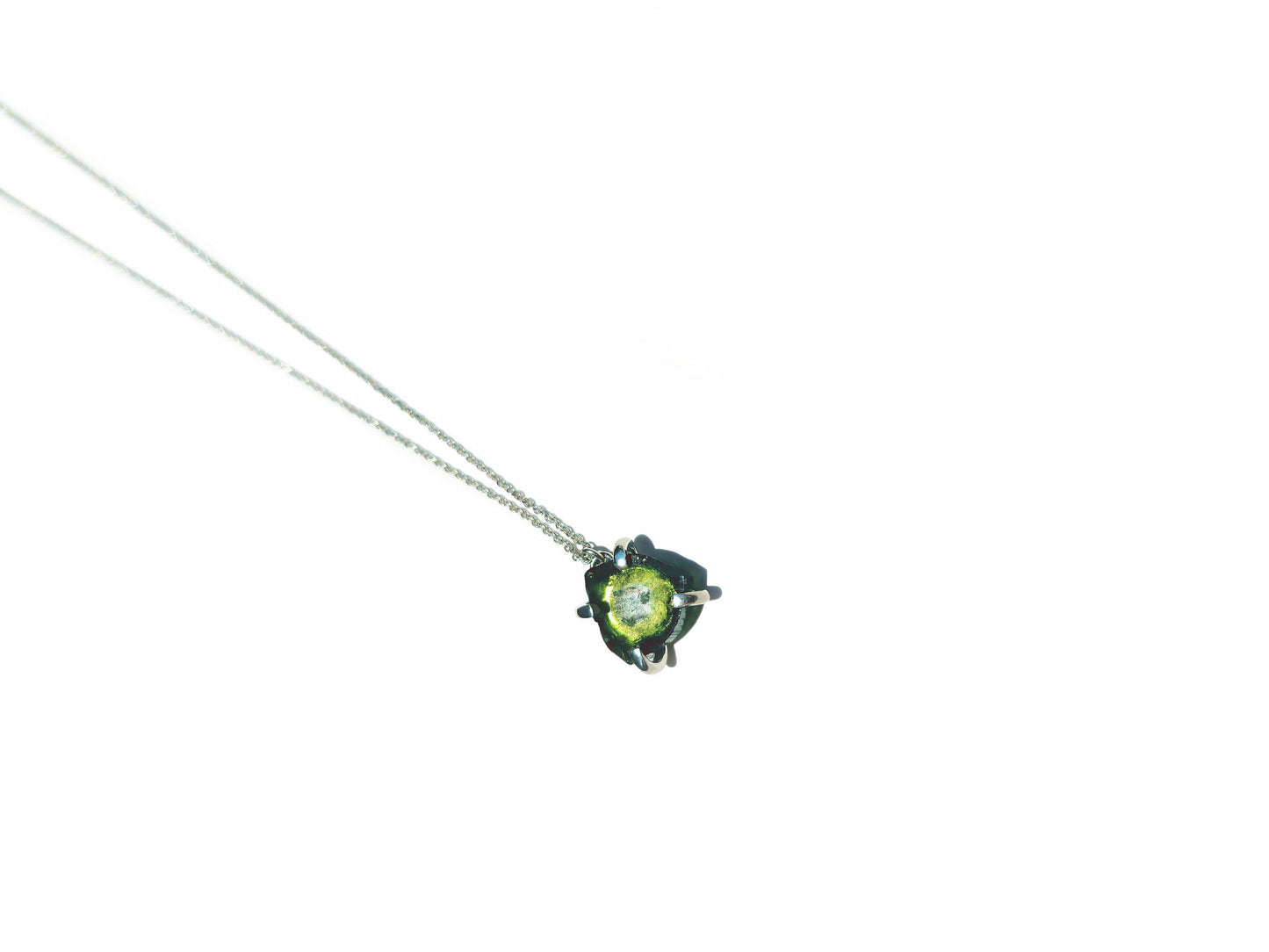 Triangular Green Tourmaline Slice Necklace