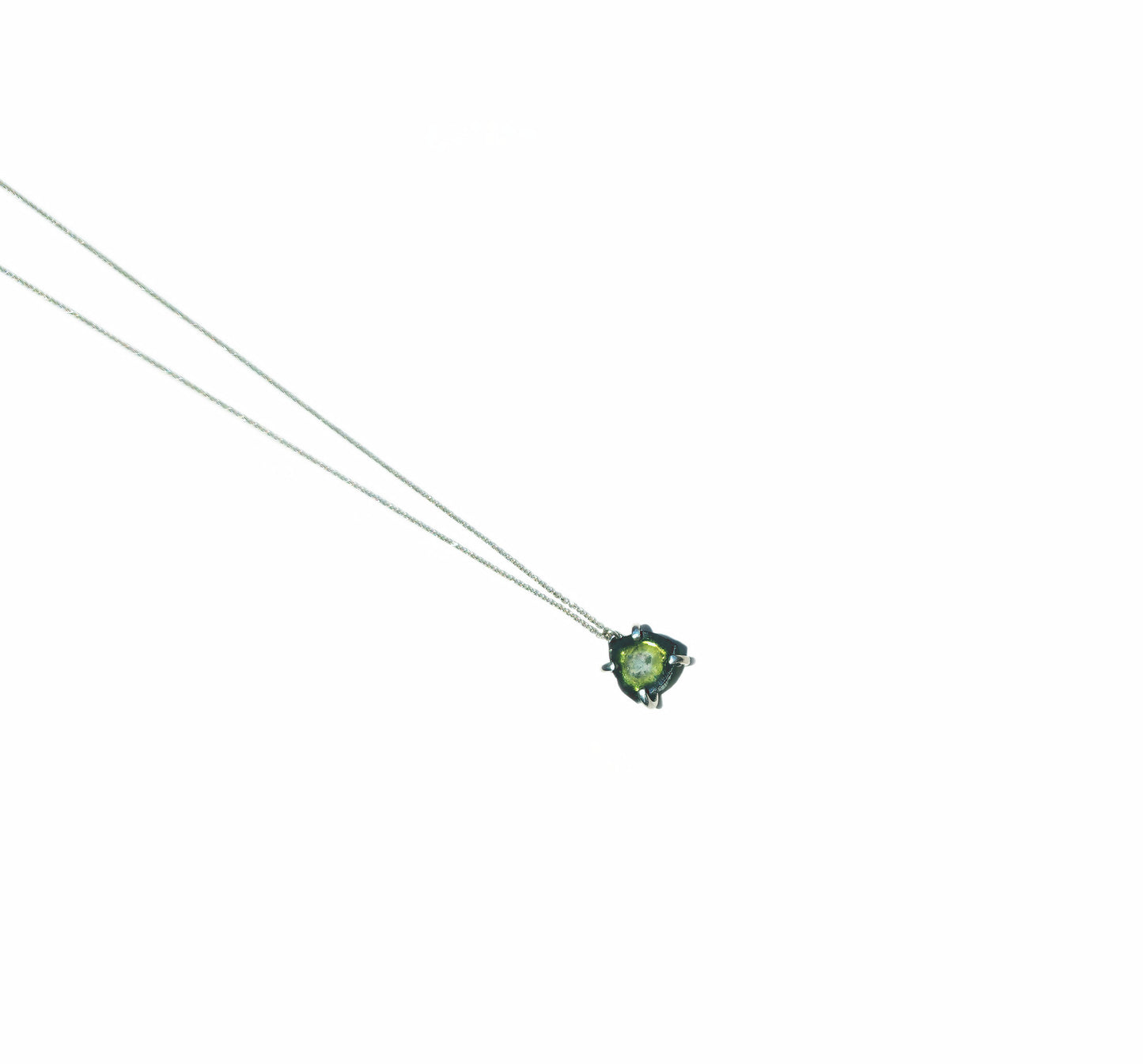 Triangular Green Tourmaline Slice Necklace
