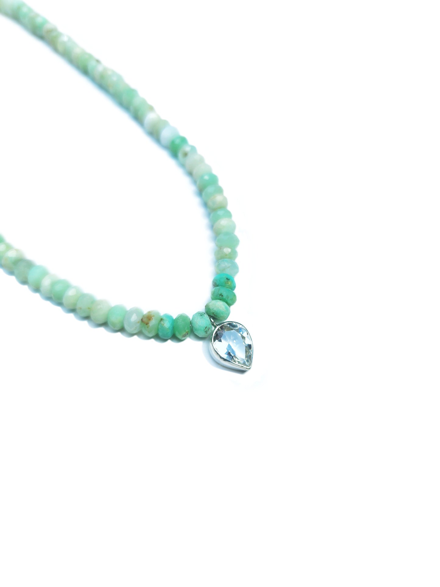 Pear Cut Quartz and Peruvian Opal Beaded Necklace
