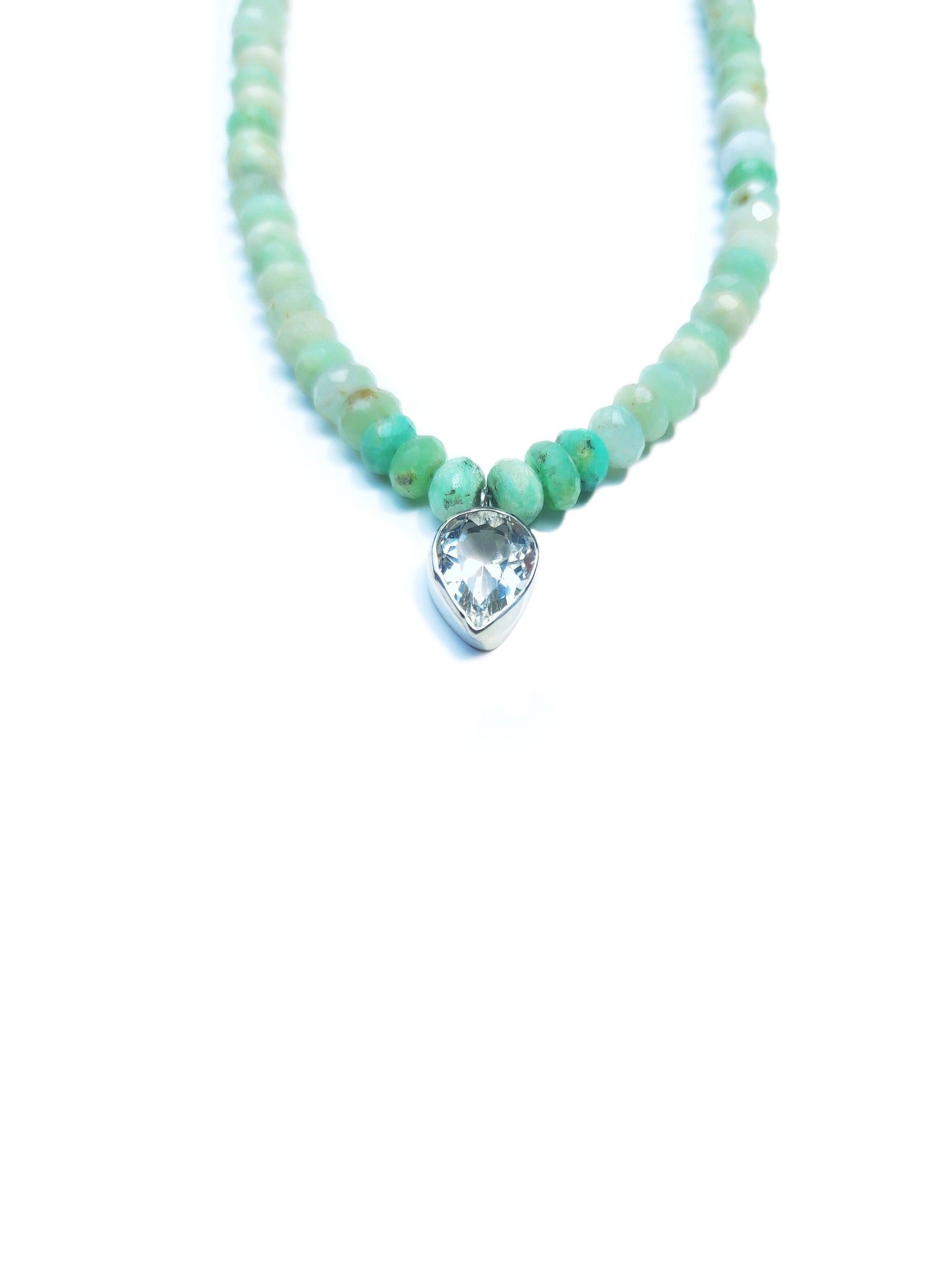 Pear Cut Quartz and Peruvian Opal Beaded Necklace