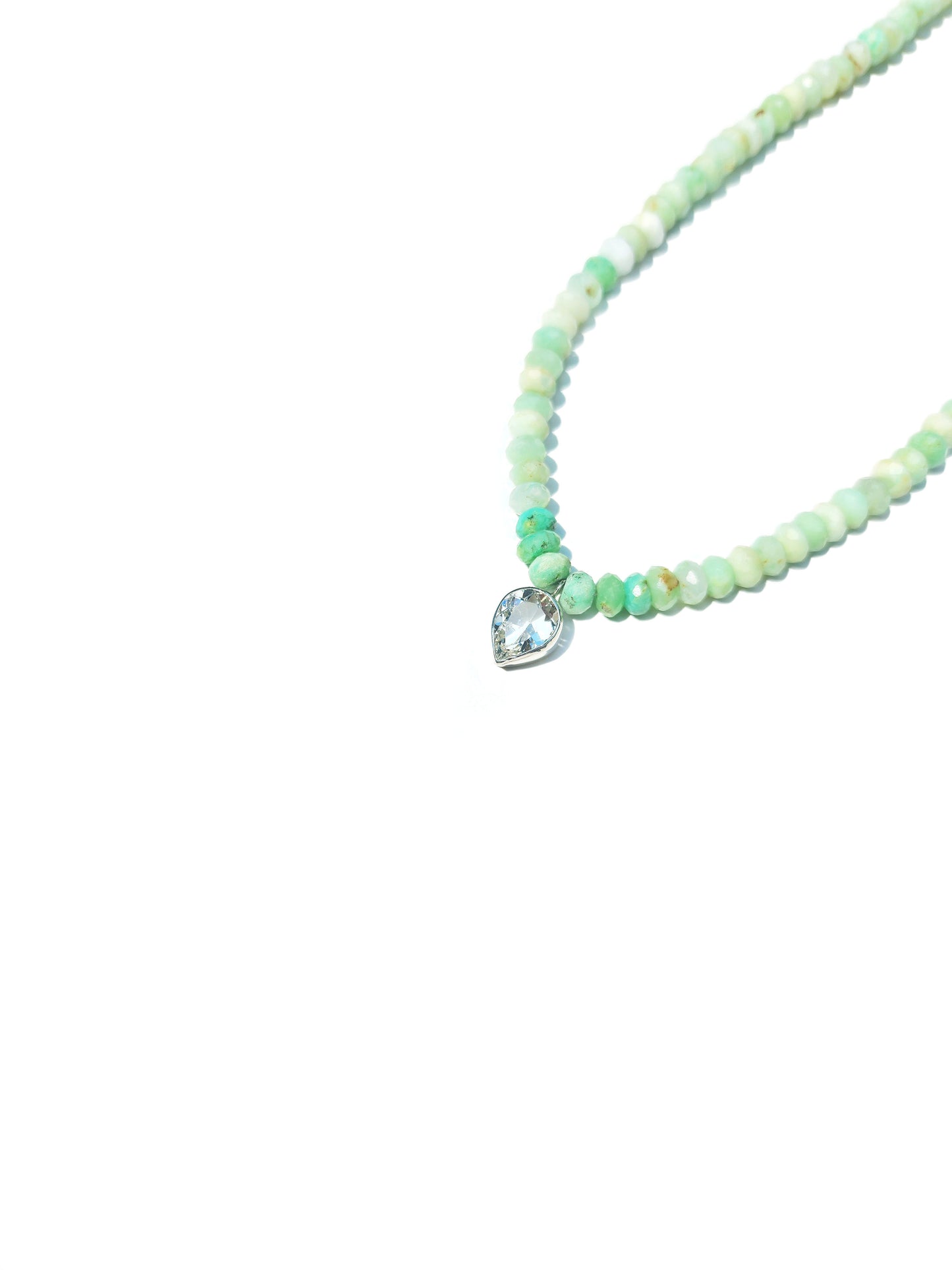 Pear Cut Quartz and Peruvian Opal Beaded Necklace