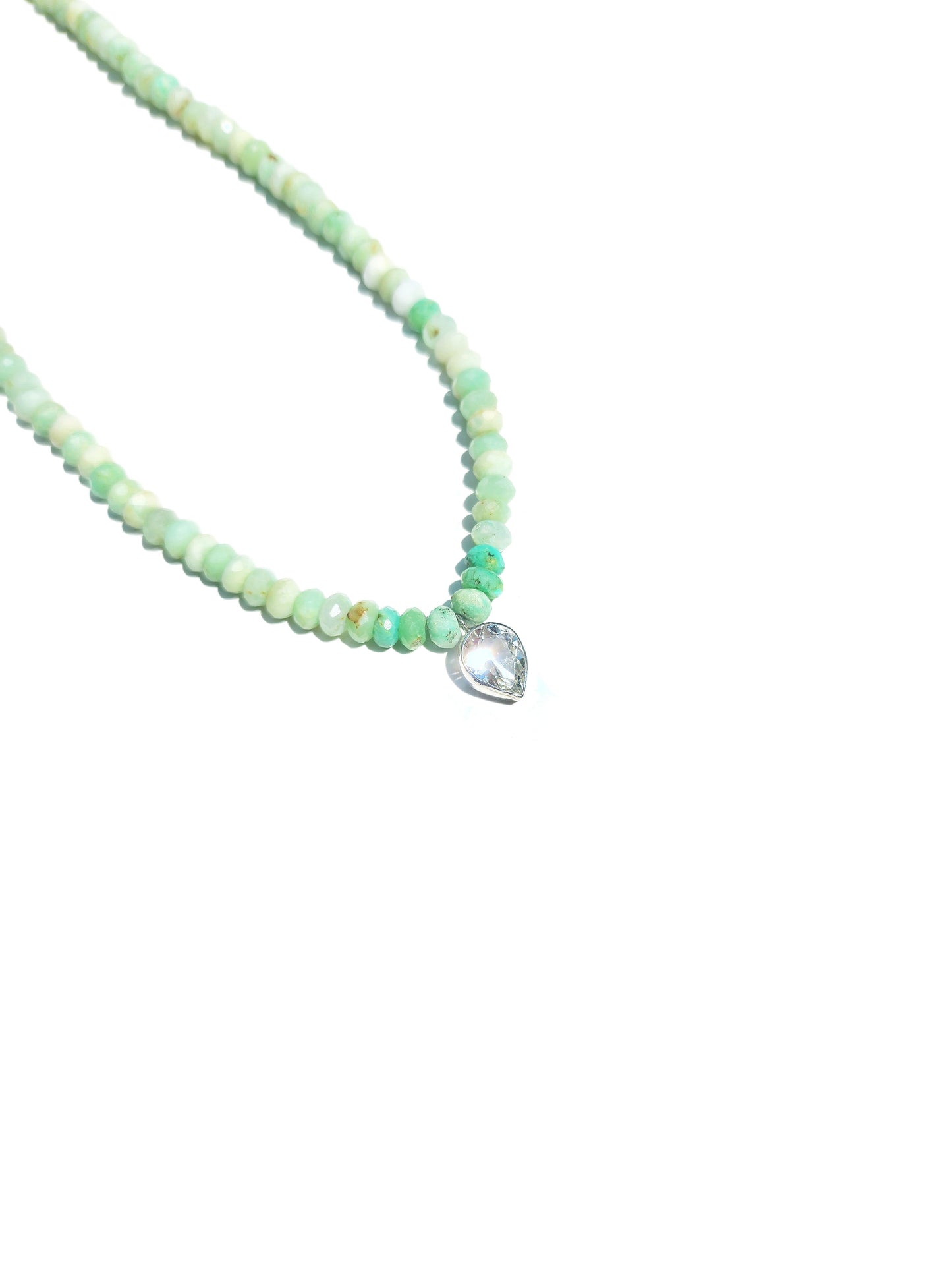 Pear Cut Quartz and Peruvian Opal Beaded Necklace