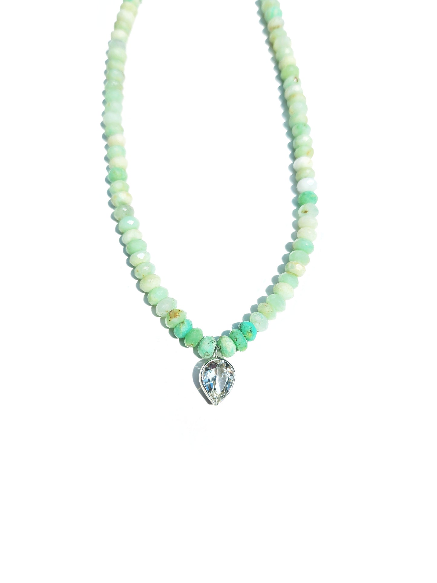 Pear Cut Quartz and Peruvian Opal Beaded Necklace