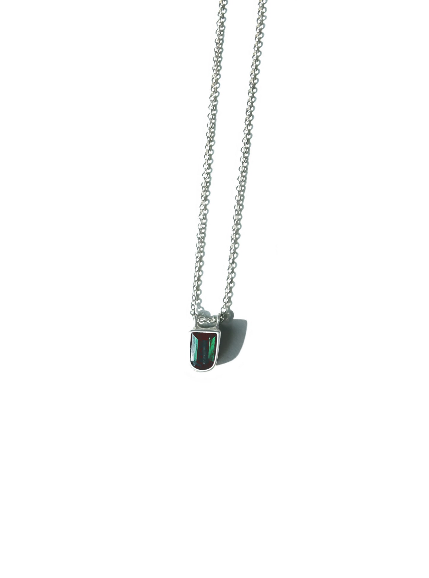 Faceted Elongated Semi-Circle Blue-Green Tourmaline Necklace