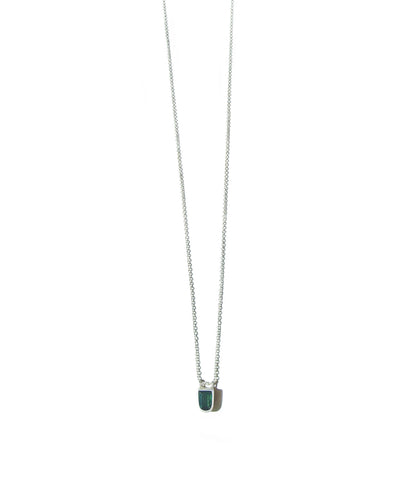 Faceted Elongated Semi-Circle Blue-Green Tourmaline Necklace
