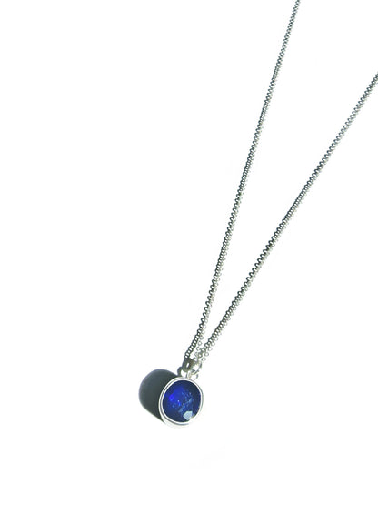 Faceted Oval Blue Sapphire Necklace