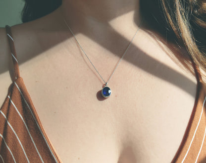 Faceted Oval Blue Sapphire Necklace