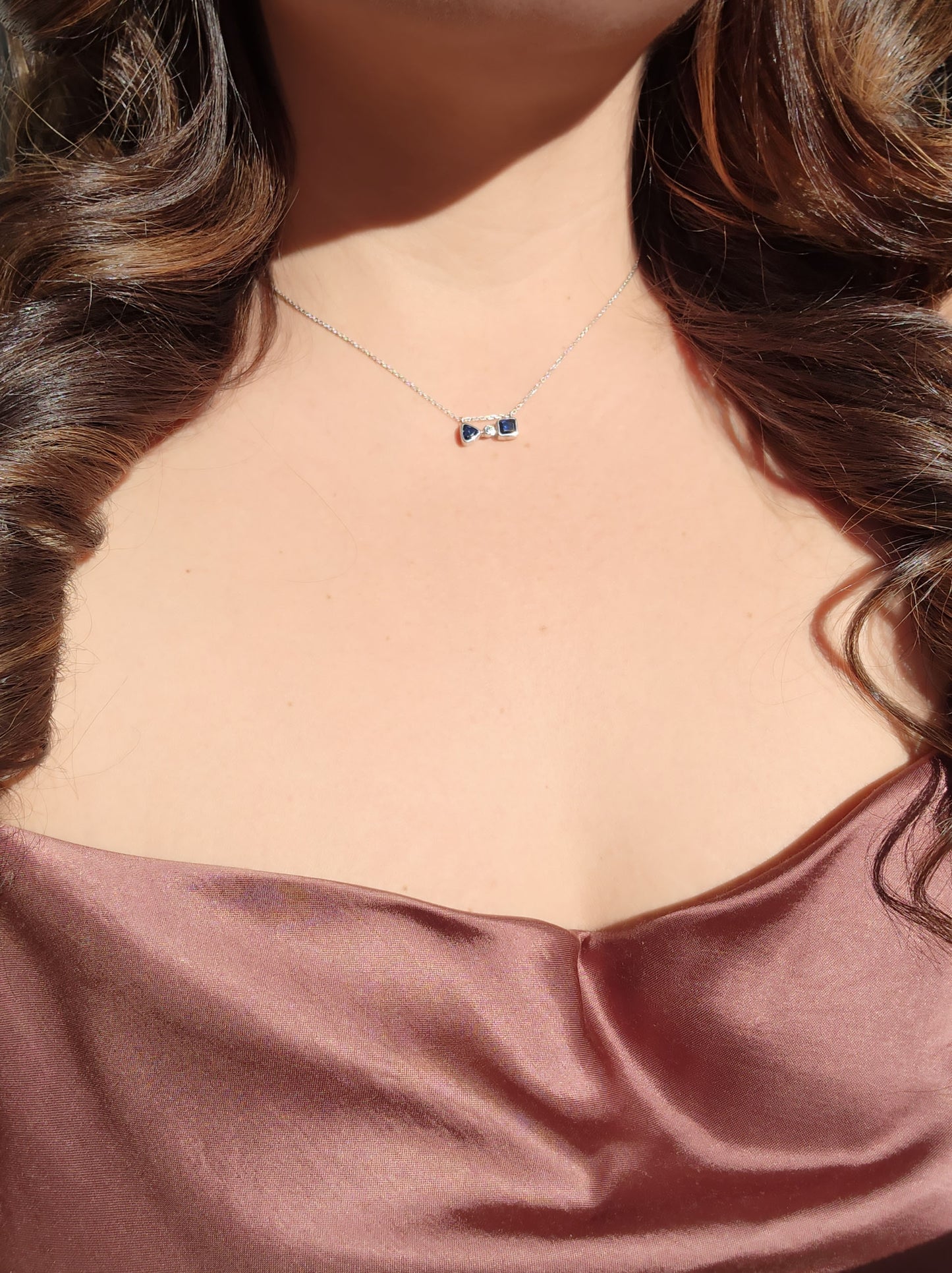 Mixed Shape Sapphire & Diamond Necklace
