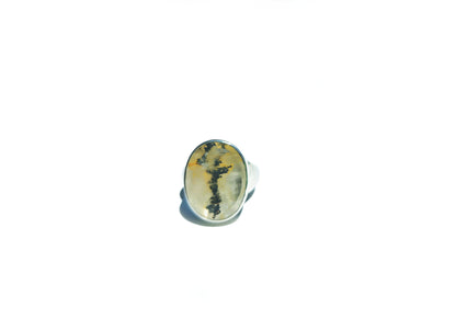 Oval Cut Dendritic Quartz Ring in Sterling Silver